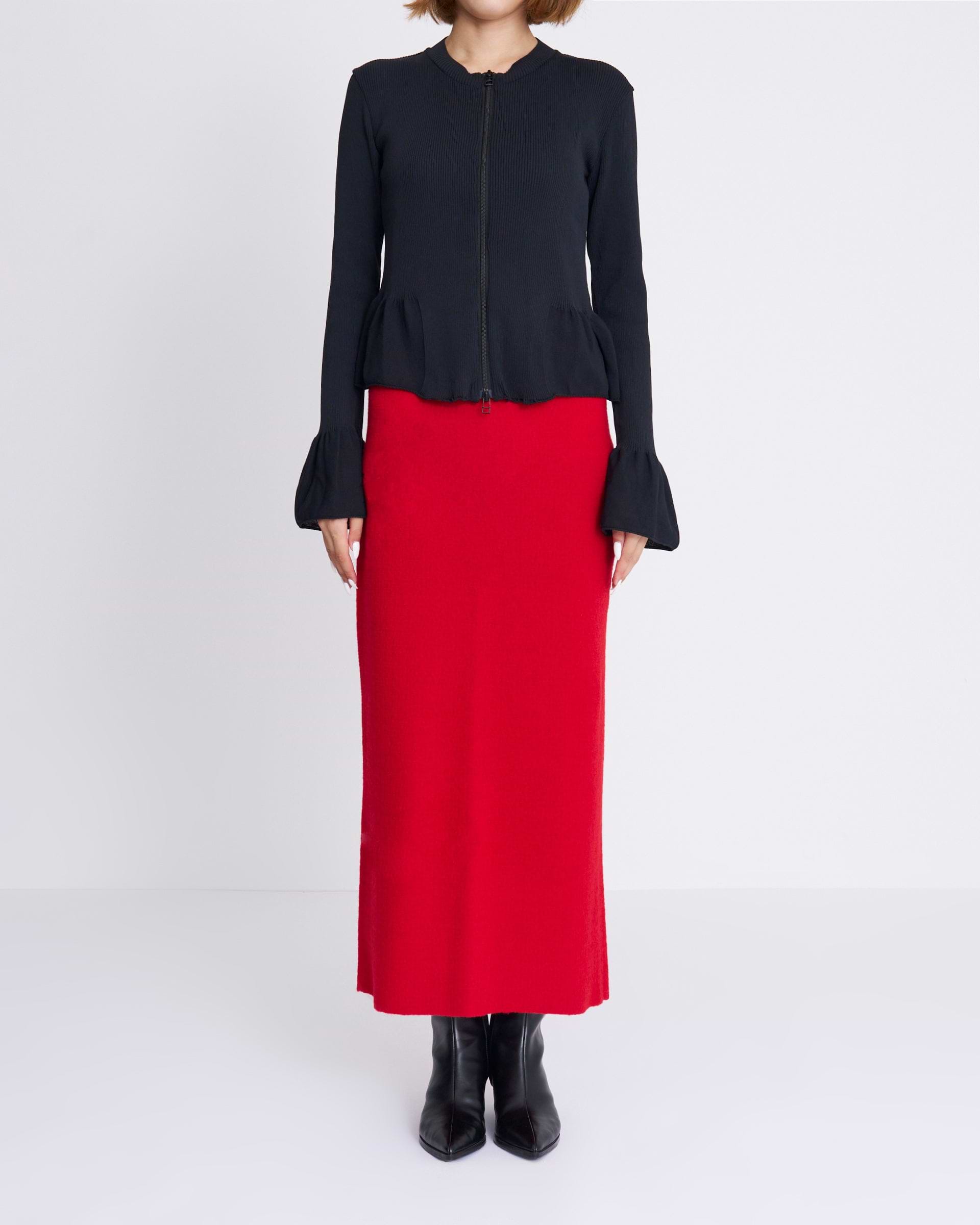 KANAKO SAKAI】ブークレニットスカート ブラック・レッド | 日本製