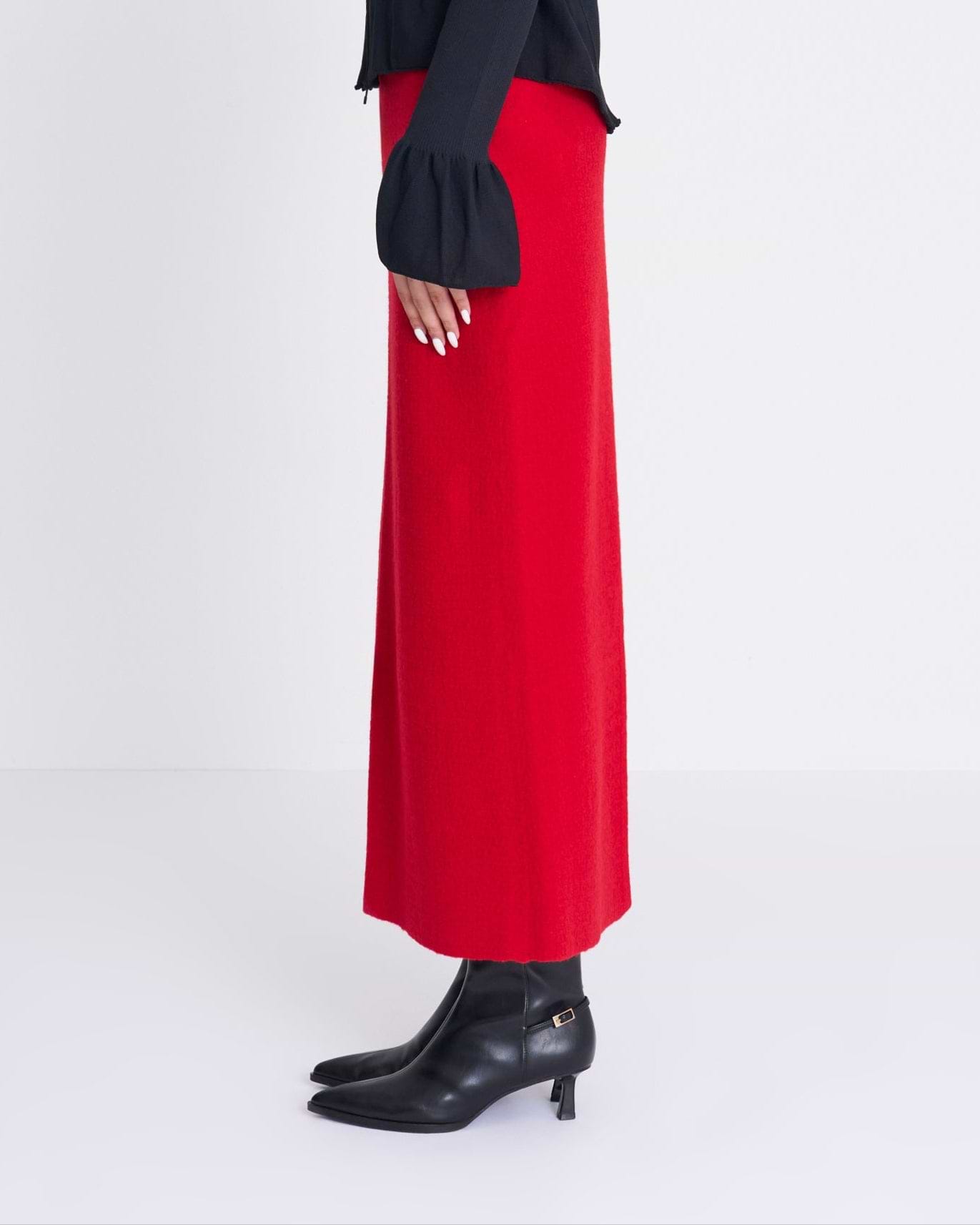 KANAKO SAKAI】ブークレニットスカート ブラック・レッド | 日本製