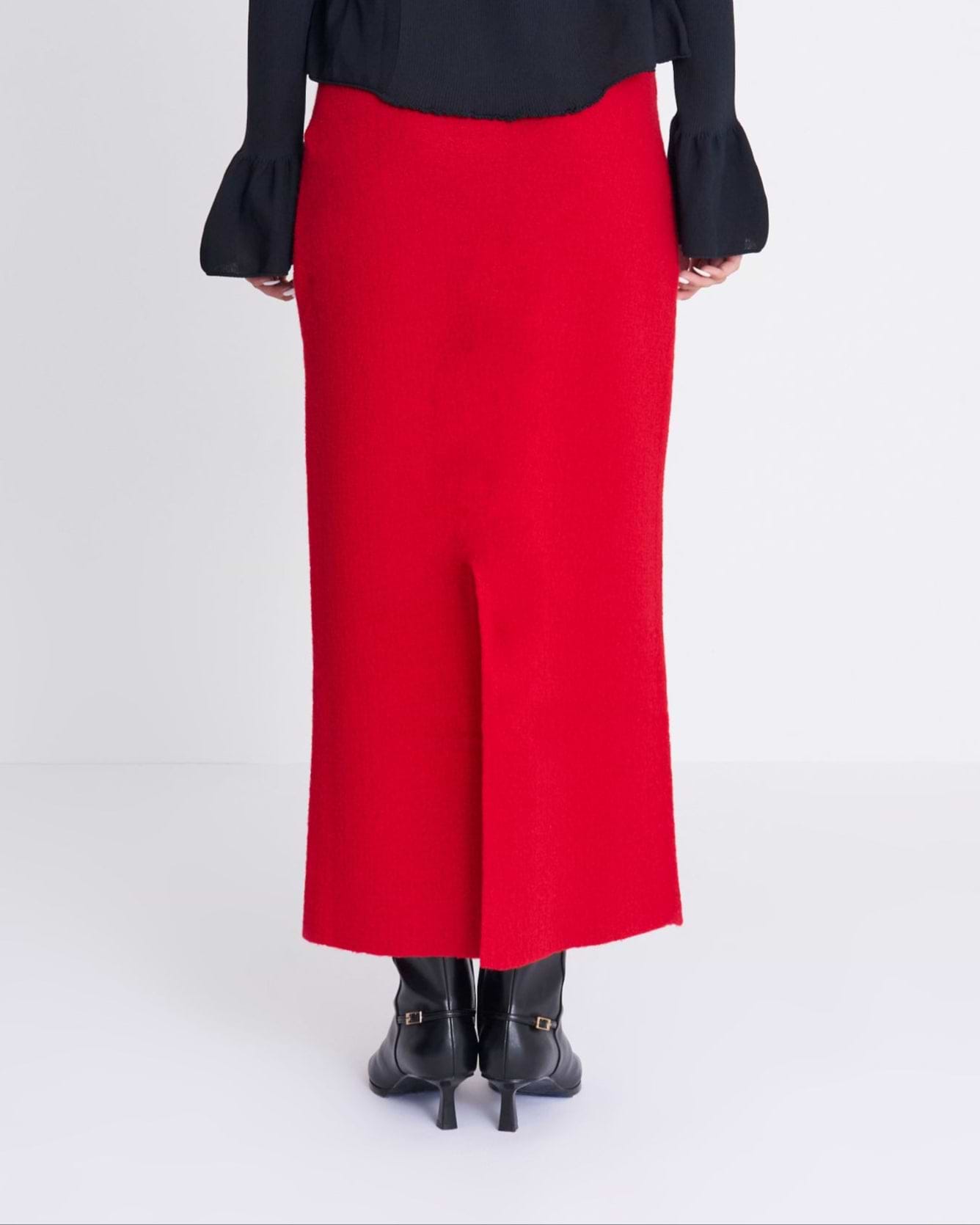 KANAKO SAKAI】ブークレニットスカート ブラック・レッド | 日本製