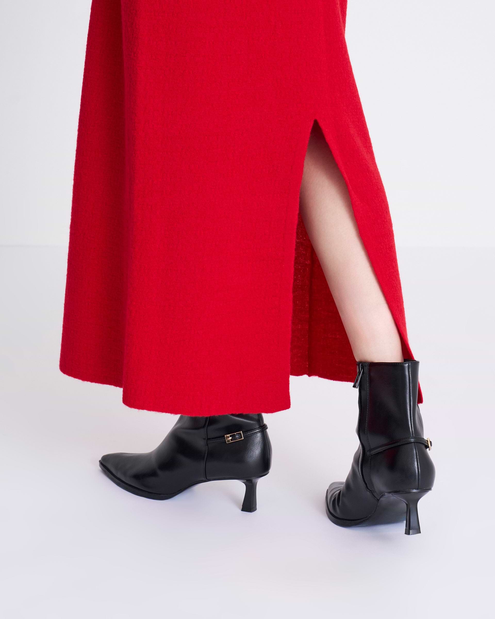 KANAKO SAKAI】ブークレニットスカート ブラック・レッド | 日本製