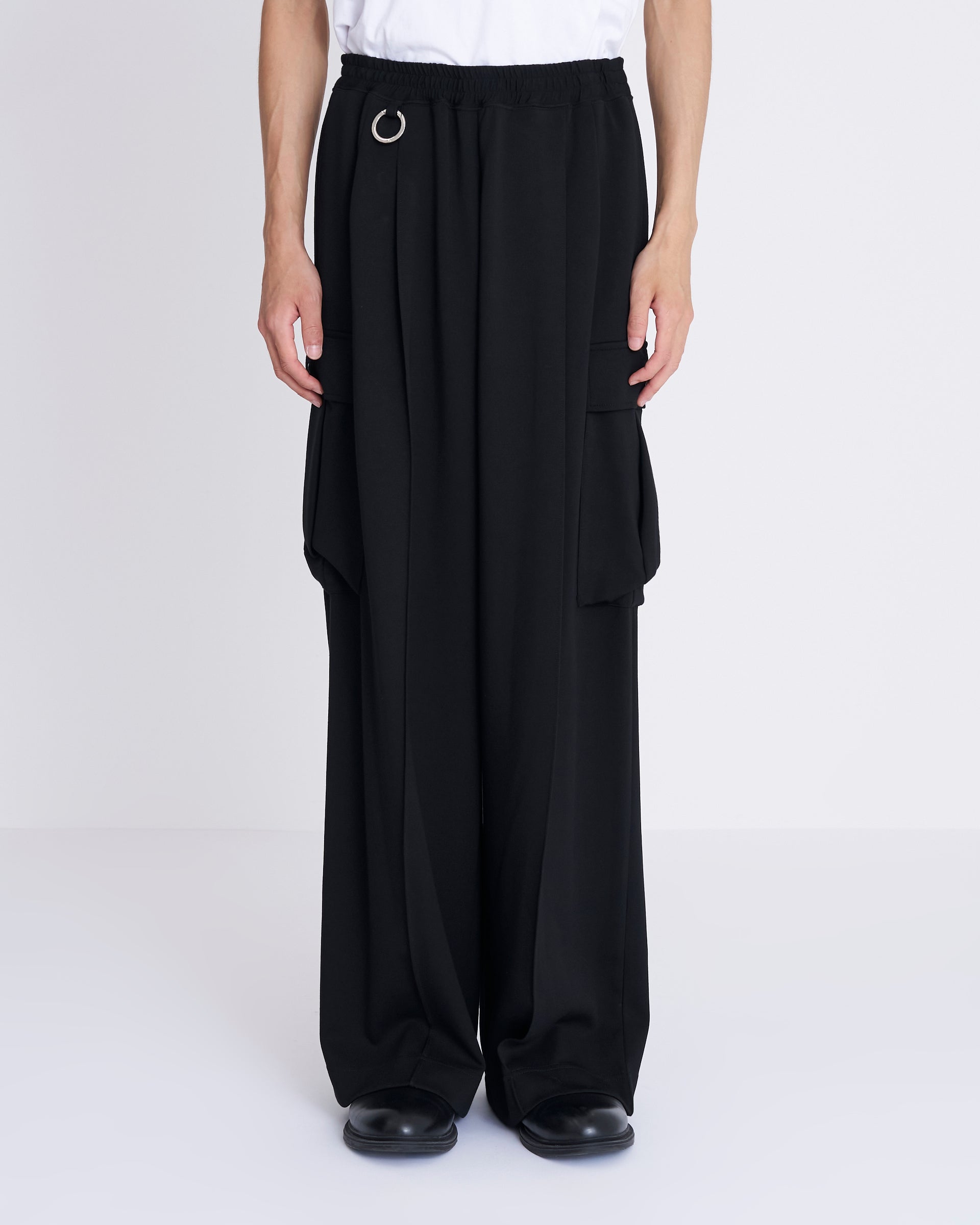 th products】ワイドカーゴパンツ ブラック | 日本製 ストレート