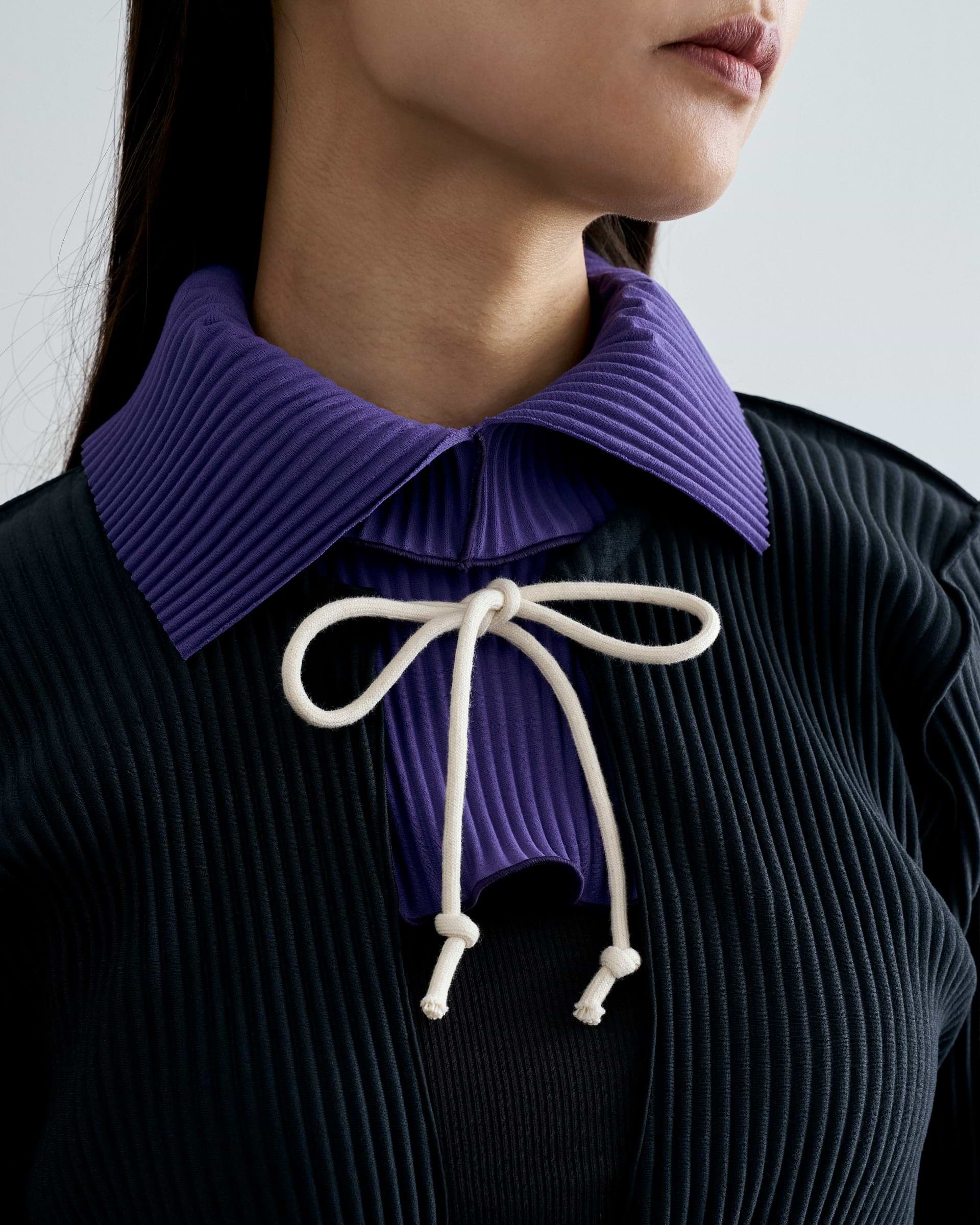 kotohayokozawa】クリスプアタッチカラー グレー・パープル | 日本製