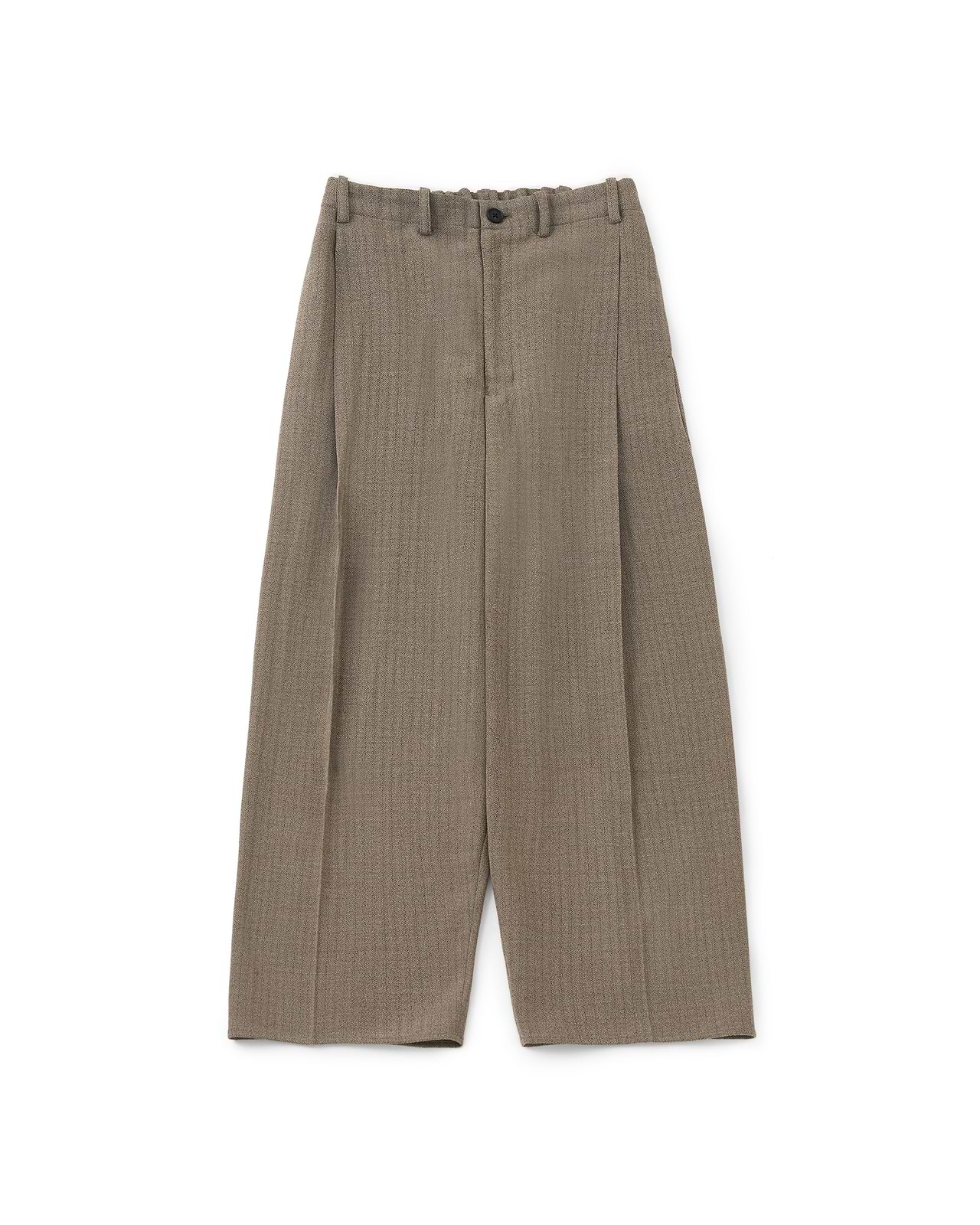 【25AW】ドレーピングクロッチボックスプリーツトラウザーズ(ヘリンボーン)