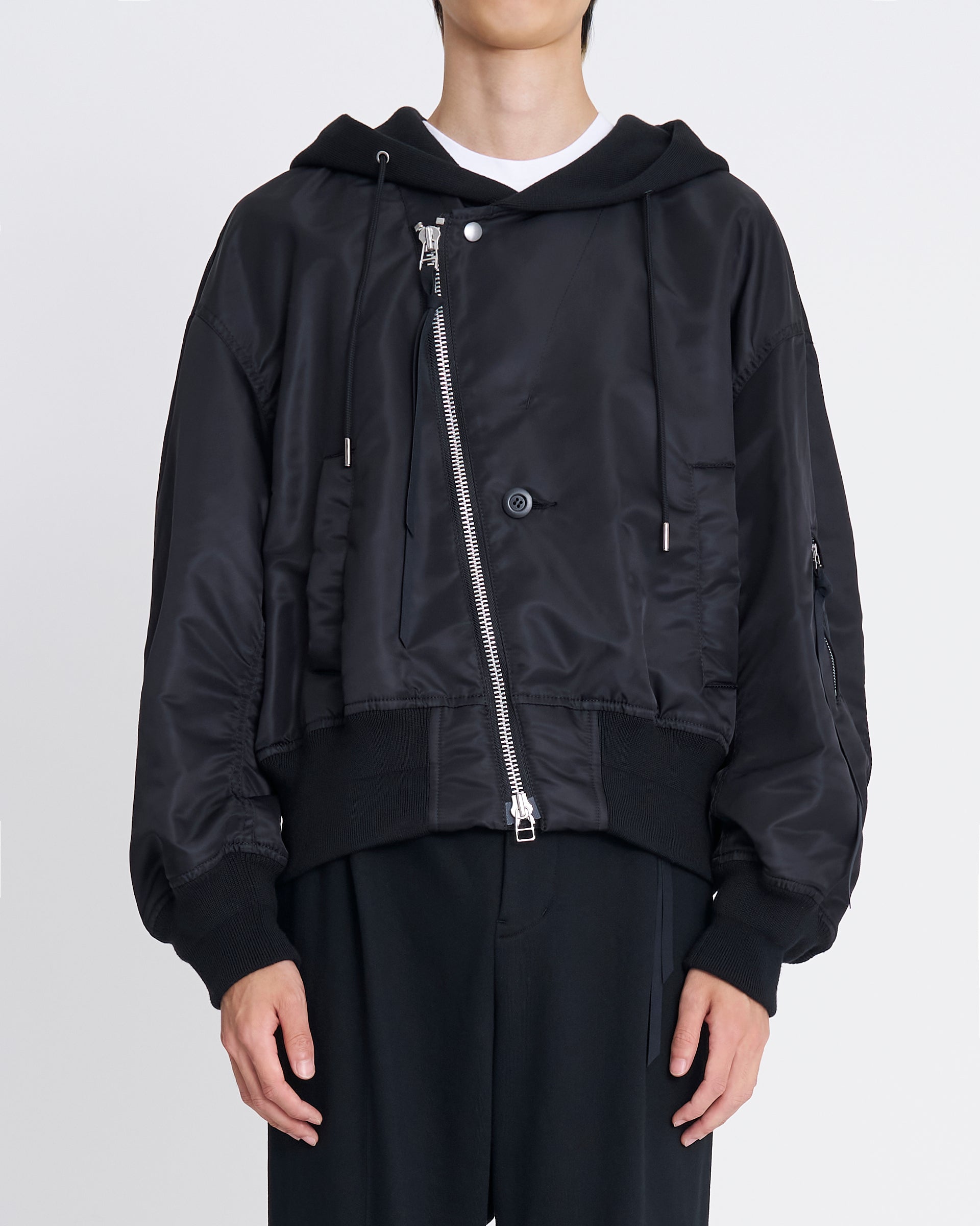 Tamme】ノッチドラペルフードMA-1 | ブラック | 日本製 ブルゾン | F