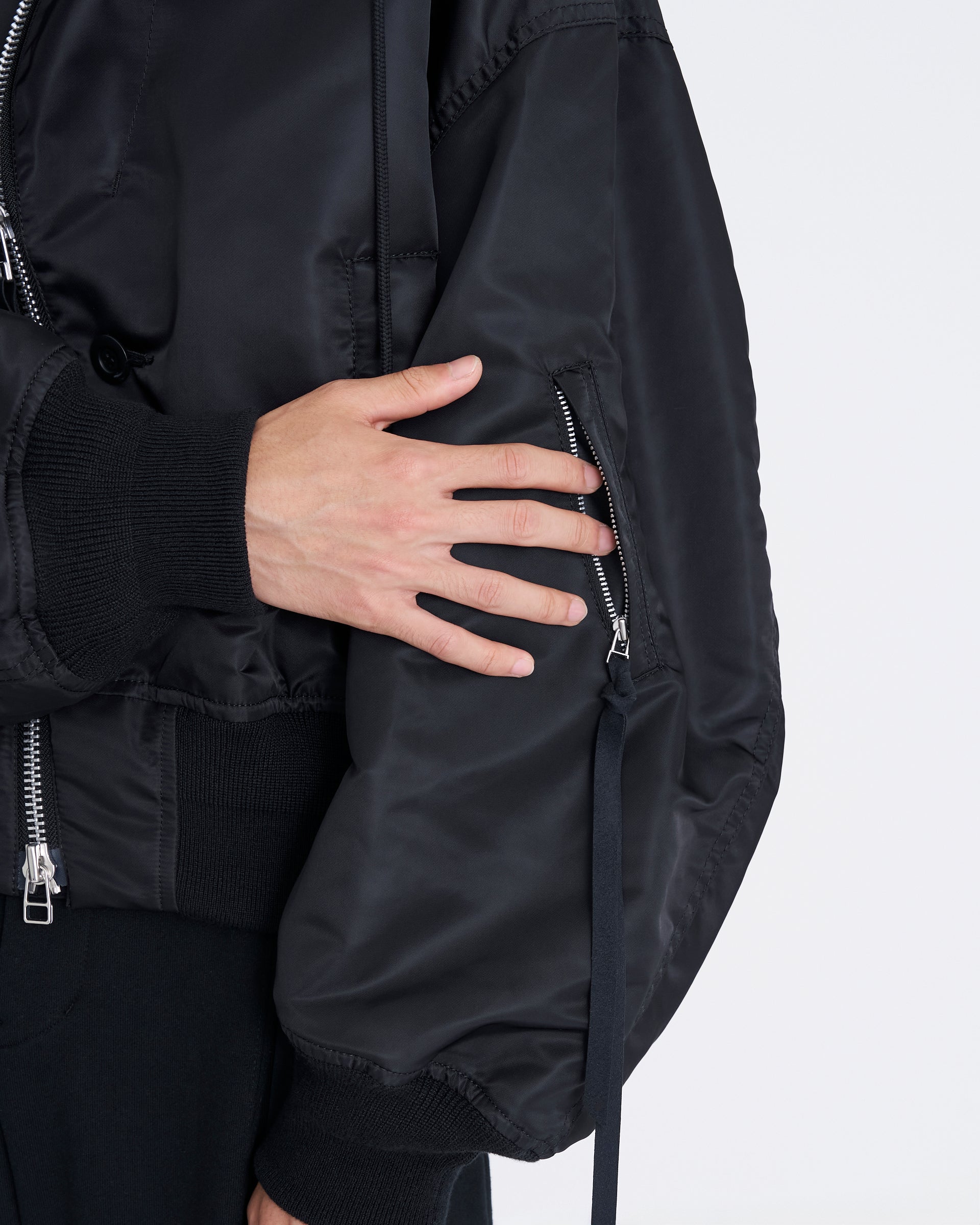 Tamme】ノッチドラペルフードMA-1 | ブラック | 日本製 ブルゾン | F