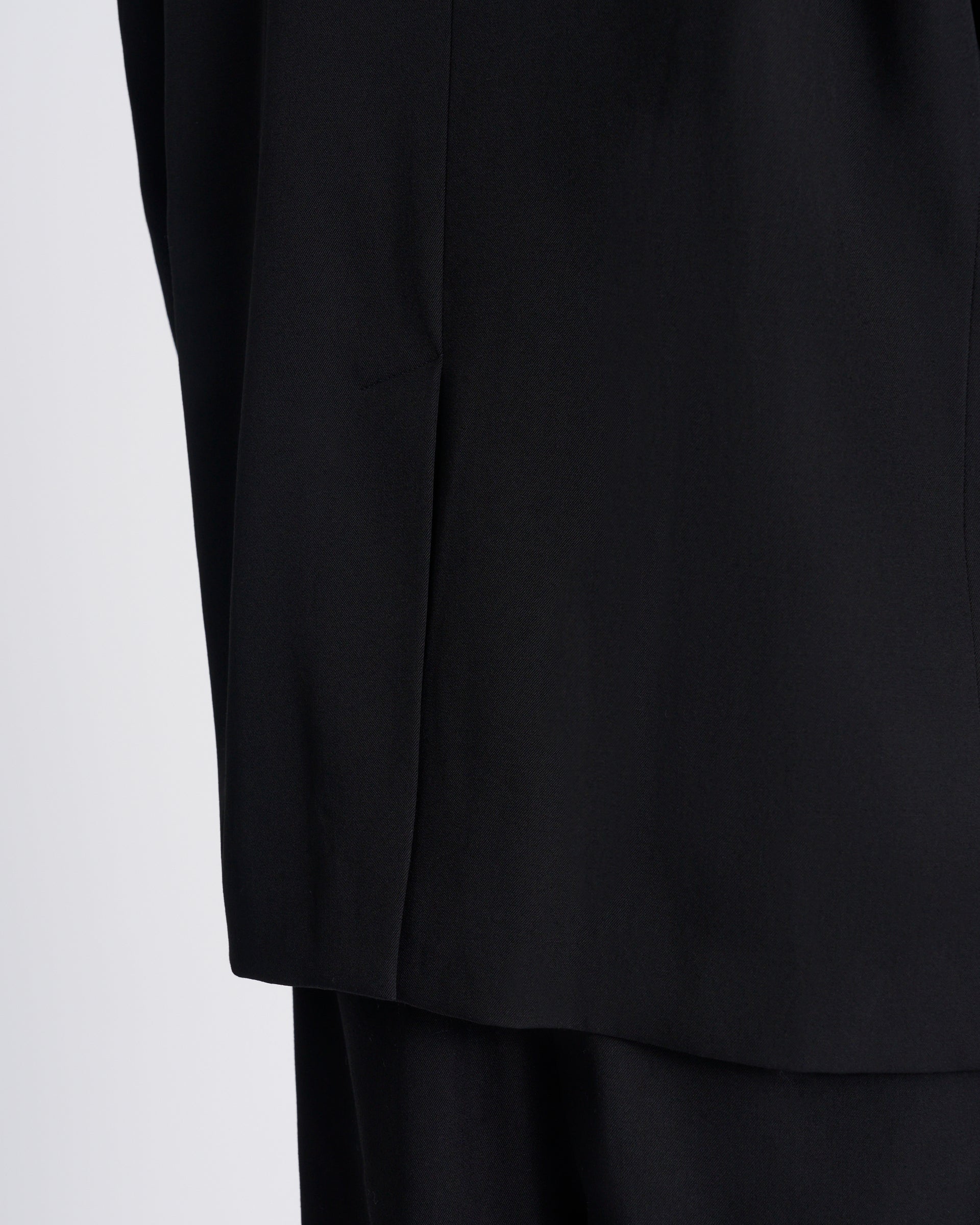 it japan ノーカラー　ウールジレ　ブラック nonnotte】ドレーピングノーカラージャケット ブラック | 日本製