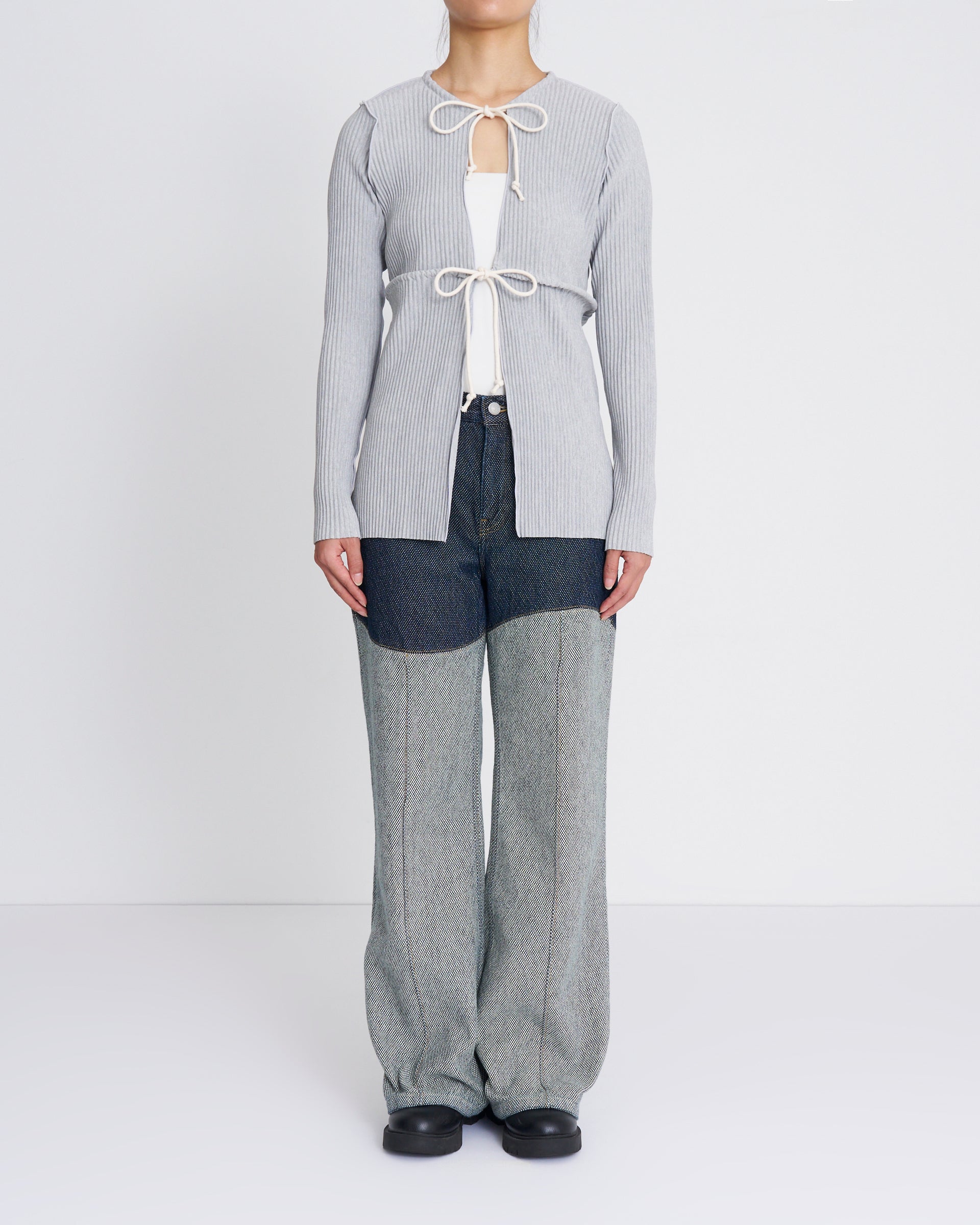 kotohayokozawa】クリスプロープカーディガン グレー・ブラック | 日本