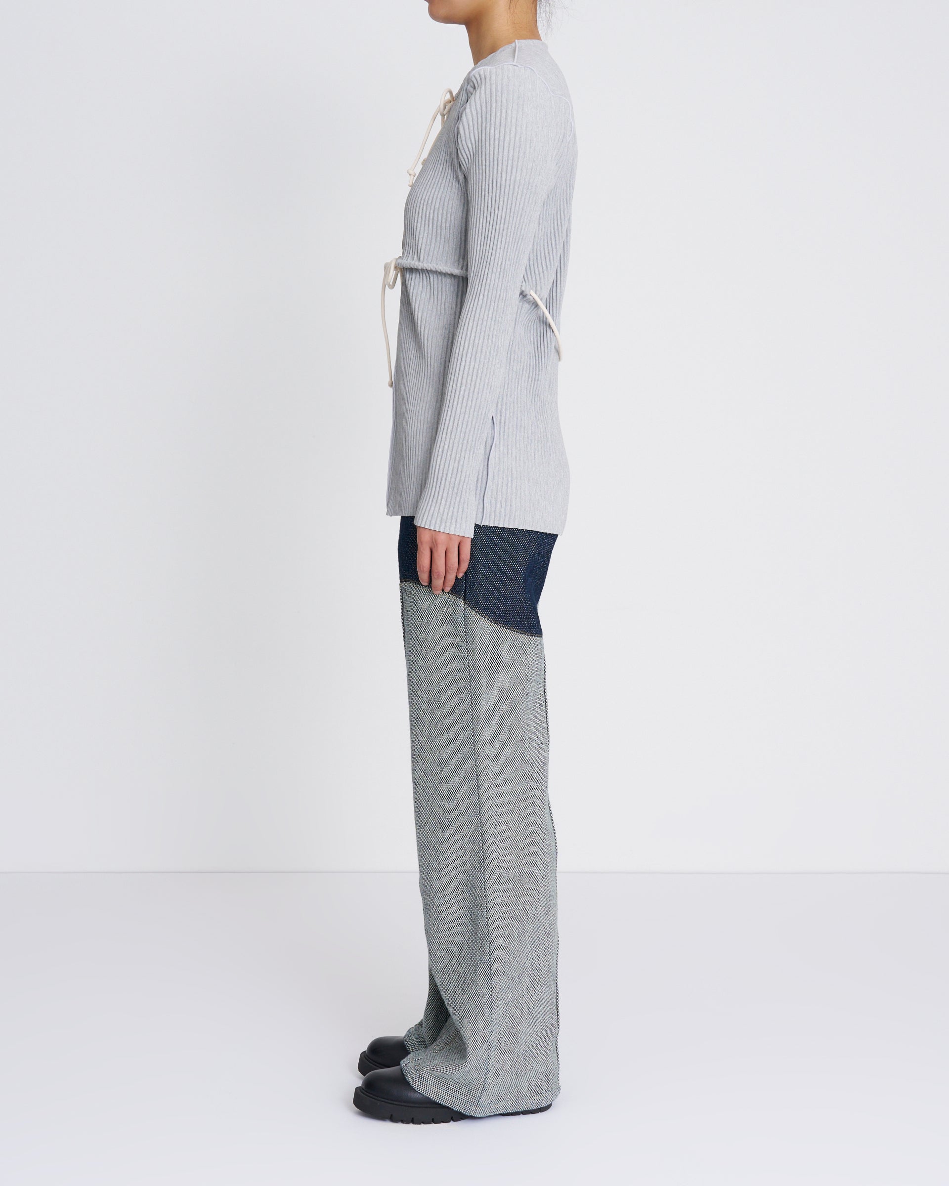 kotohayokozawa】クリスプロープカーディガン グレー・ブラック | 日本