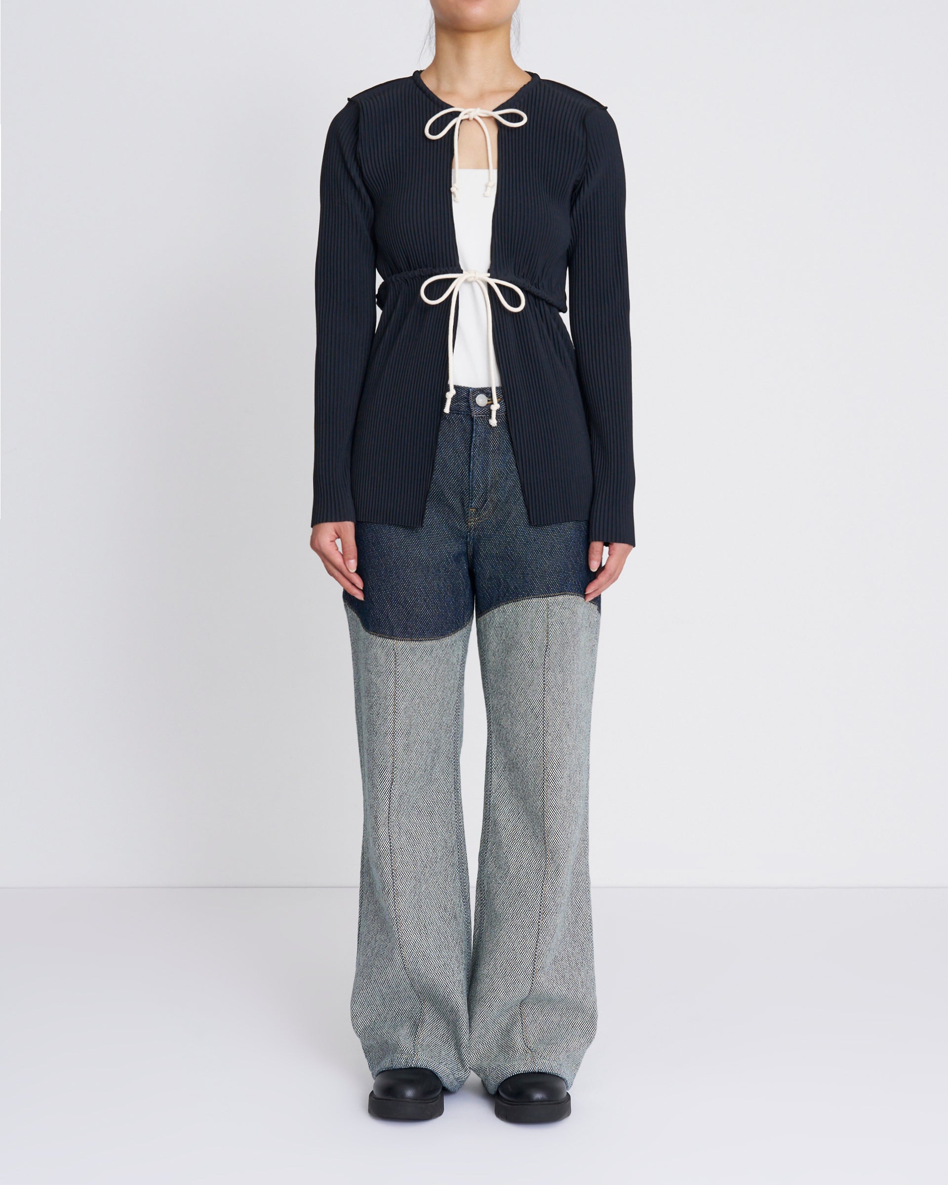 kotohayokozawa】クリスプロープカーディガン グレー・ブラック | 日本