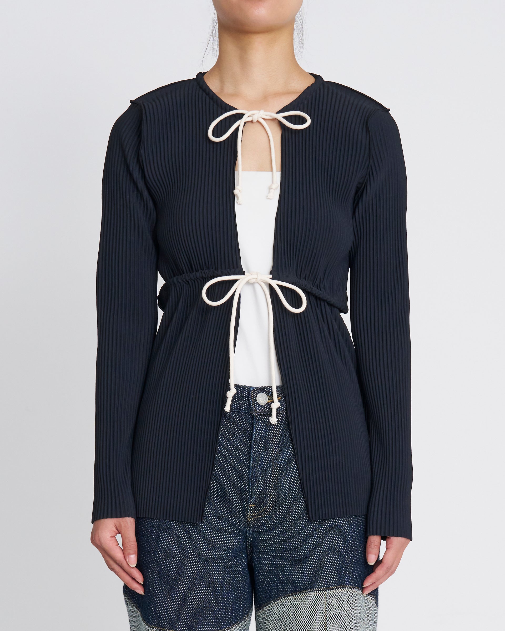 kotohayokozawa】クリスプロープカーディガン グレー・ブラック | 日本