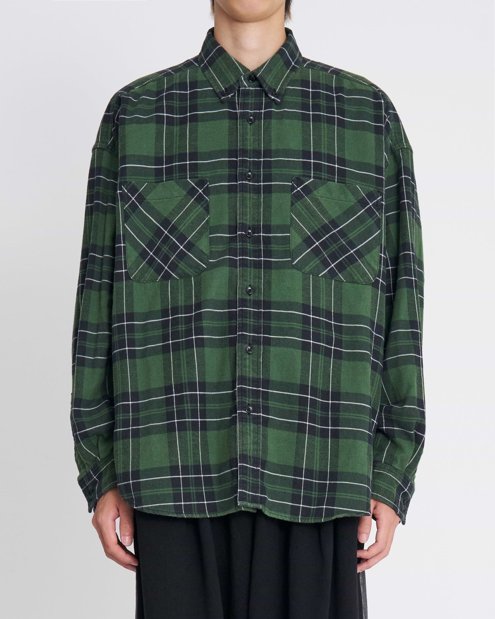 INSCRIRE】フランネルルーズフィットショートパンツ グリーン | 日本製