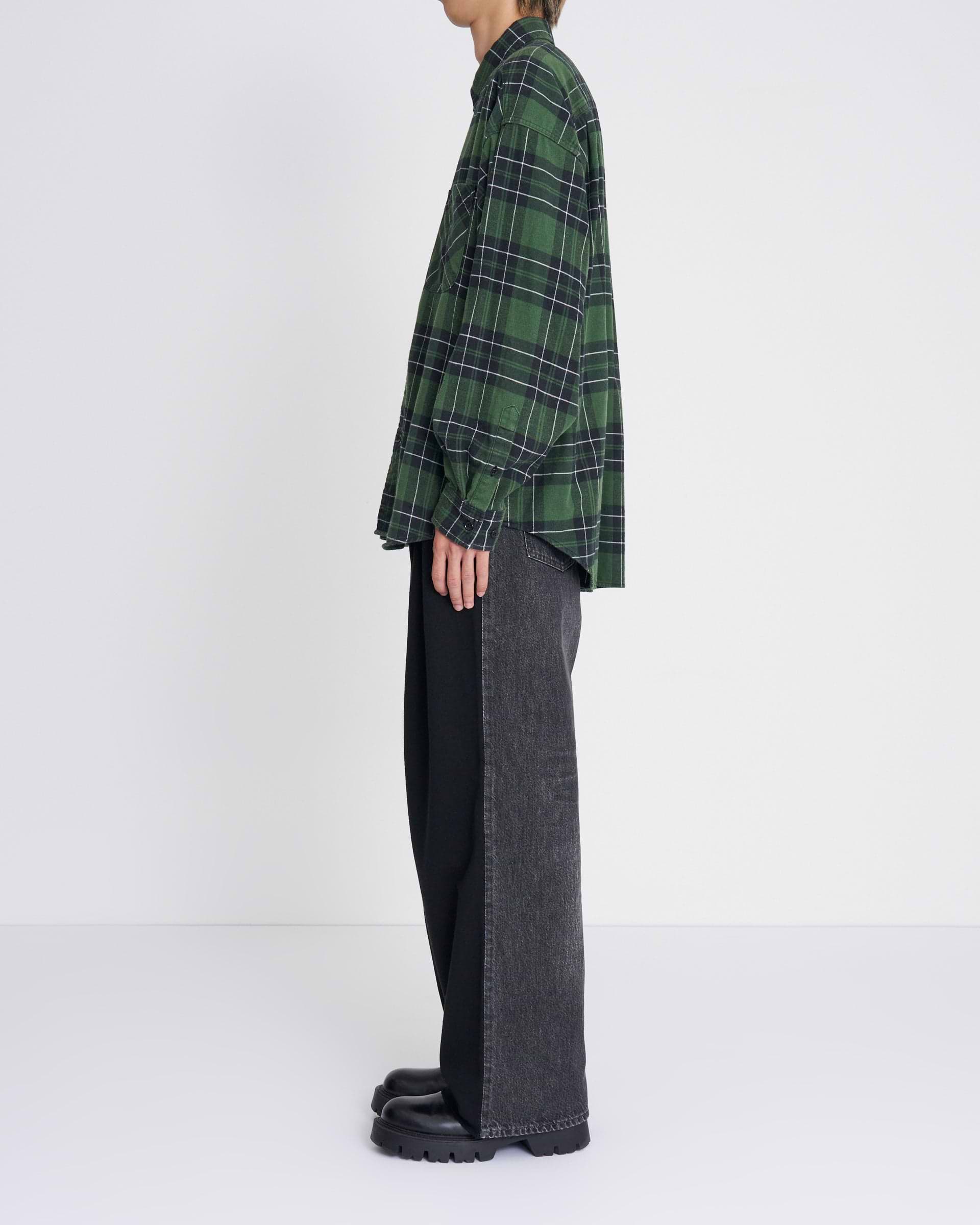 INSCRIRE】フランネルルーズフィットショートパンツ グリーン | 日本製