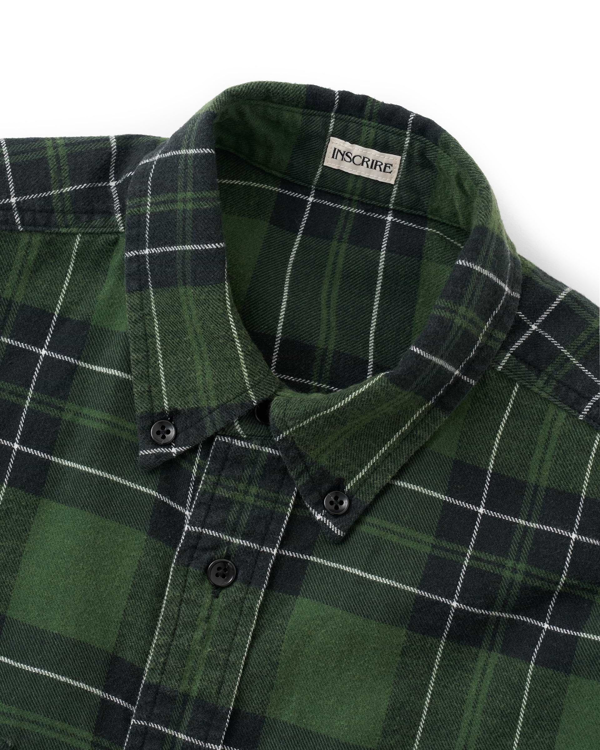 アンスクリアのusedネルシャツ INSCRIRE】フランネルルーズフィットショートパンツ グリーン | 日本製