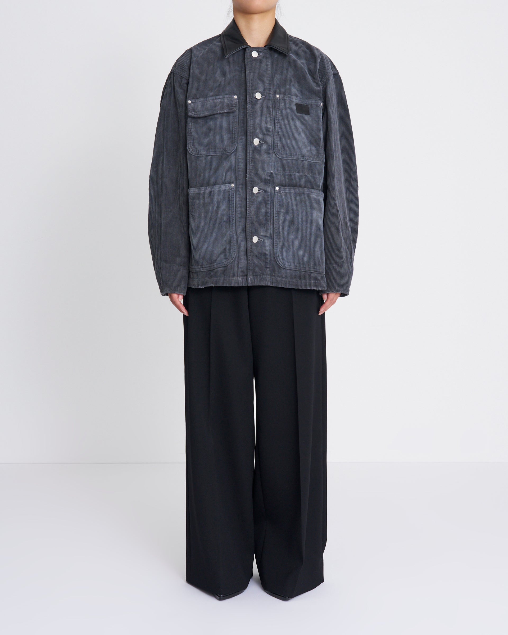 エコレザーカラーカバーオール ECO Leather collarカバーオール