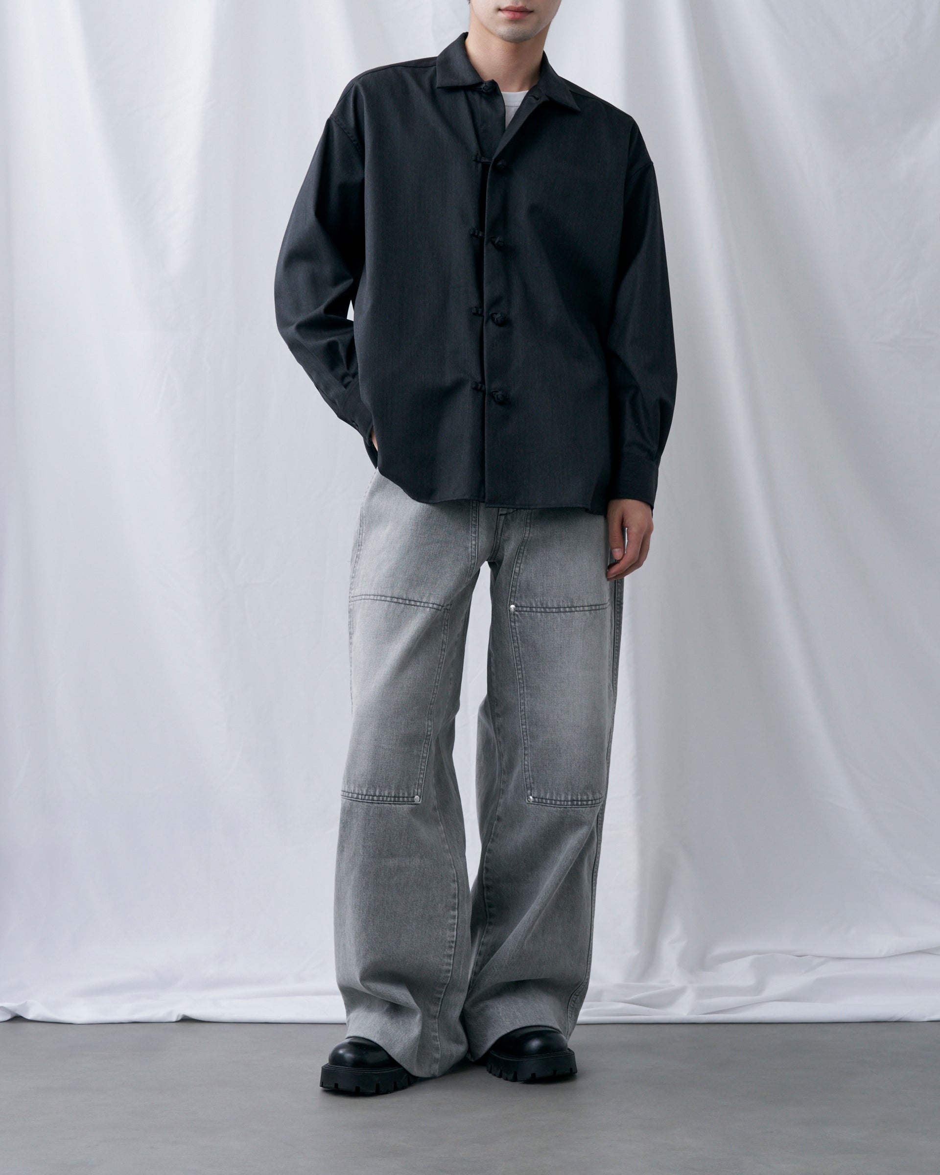 SEEALL】レギュラーシャツ ブラック | 日本製 ロングスリーブ | F