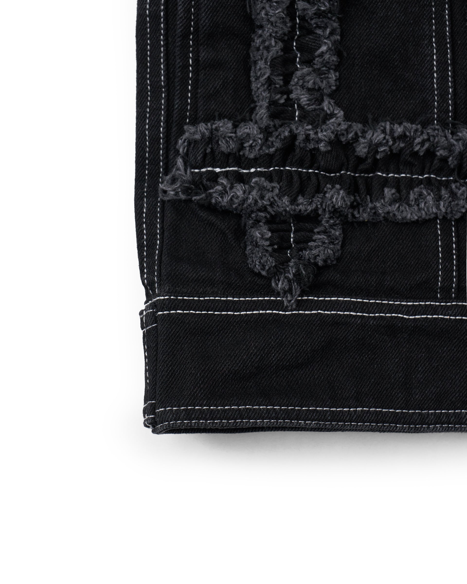 VIVIANO】ラッフルデニムジャケット | ブラック チェック | 刺繍 VIVIANO】ラッフルデニムジャケット | ブラック チェック | 刺繍