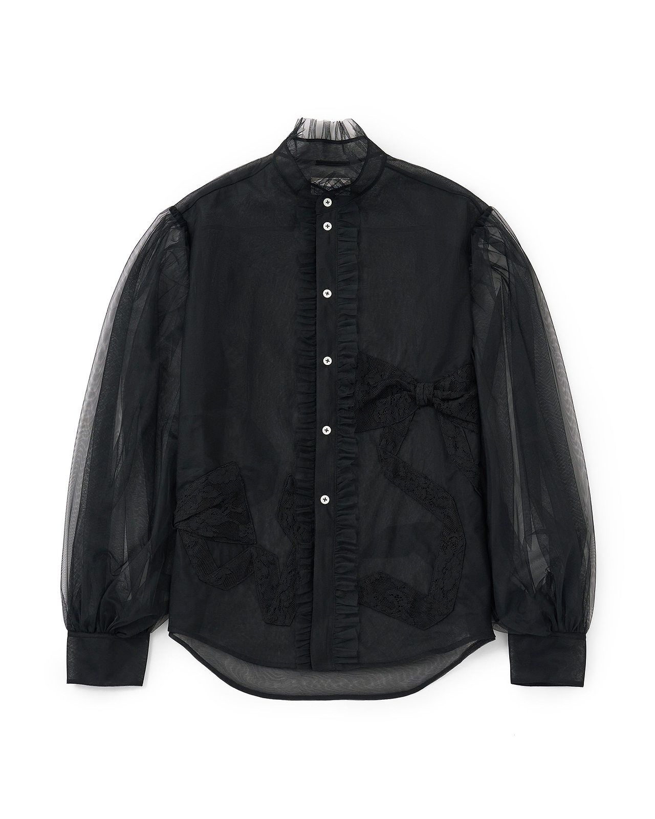 【26SS】リボンディテールチュールシャツ