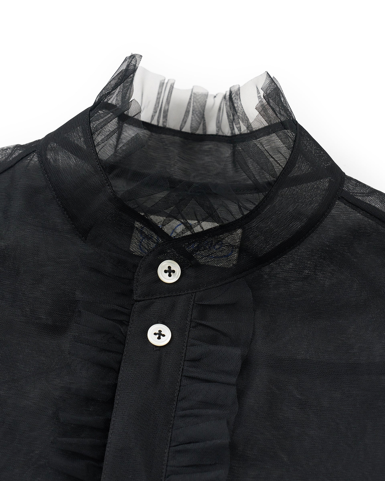 【26SS】リボンディテールチュールシャツ