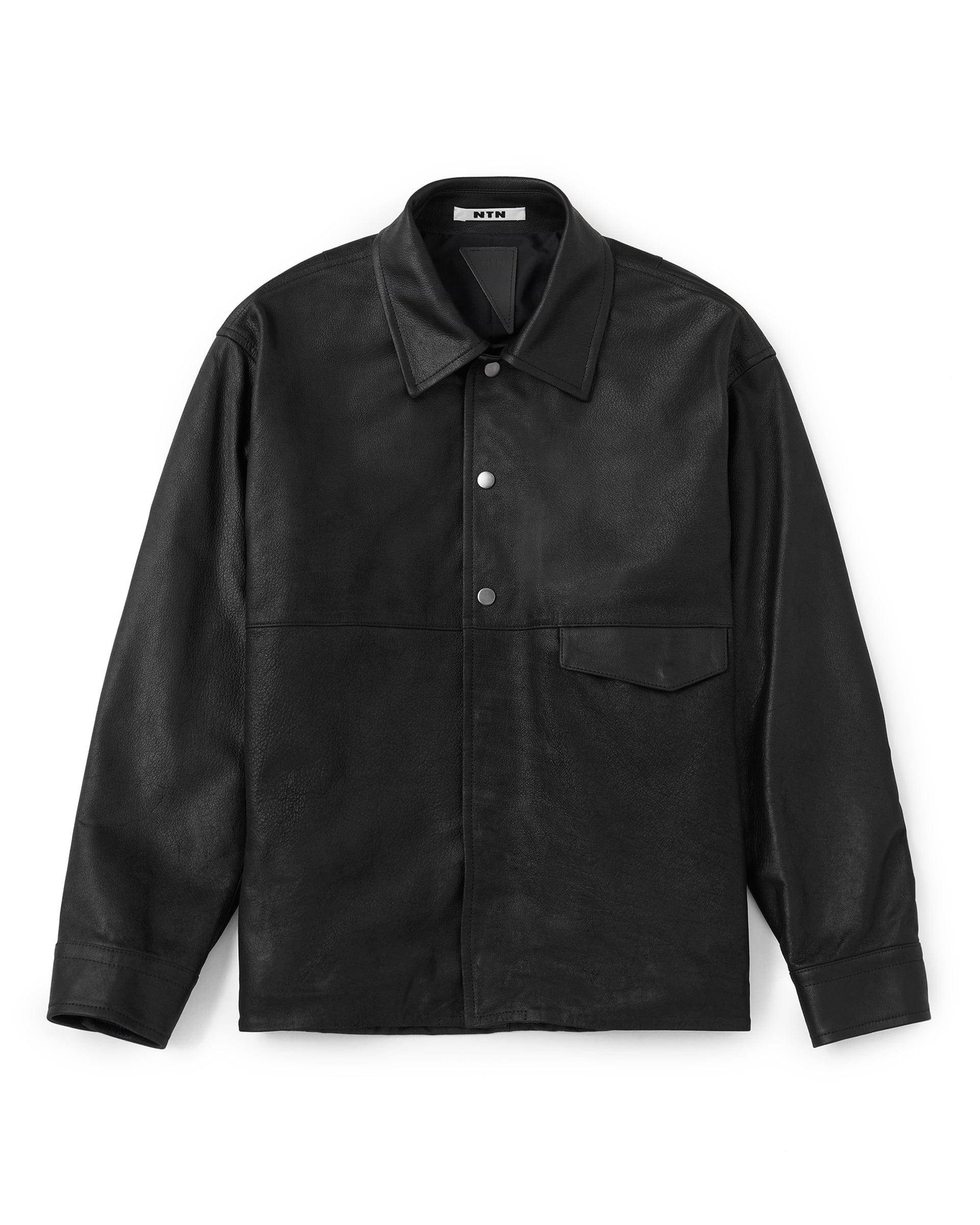 【牛革】レザー シャツ 牛革 長袖シャツ メンズ ブラック M/L/LL/ 4014