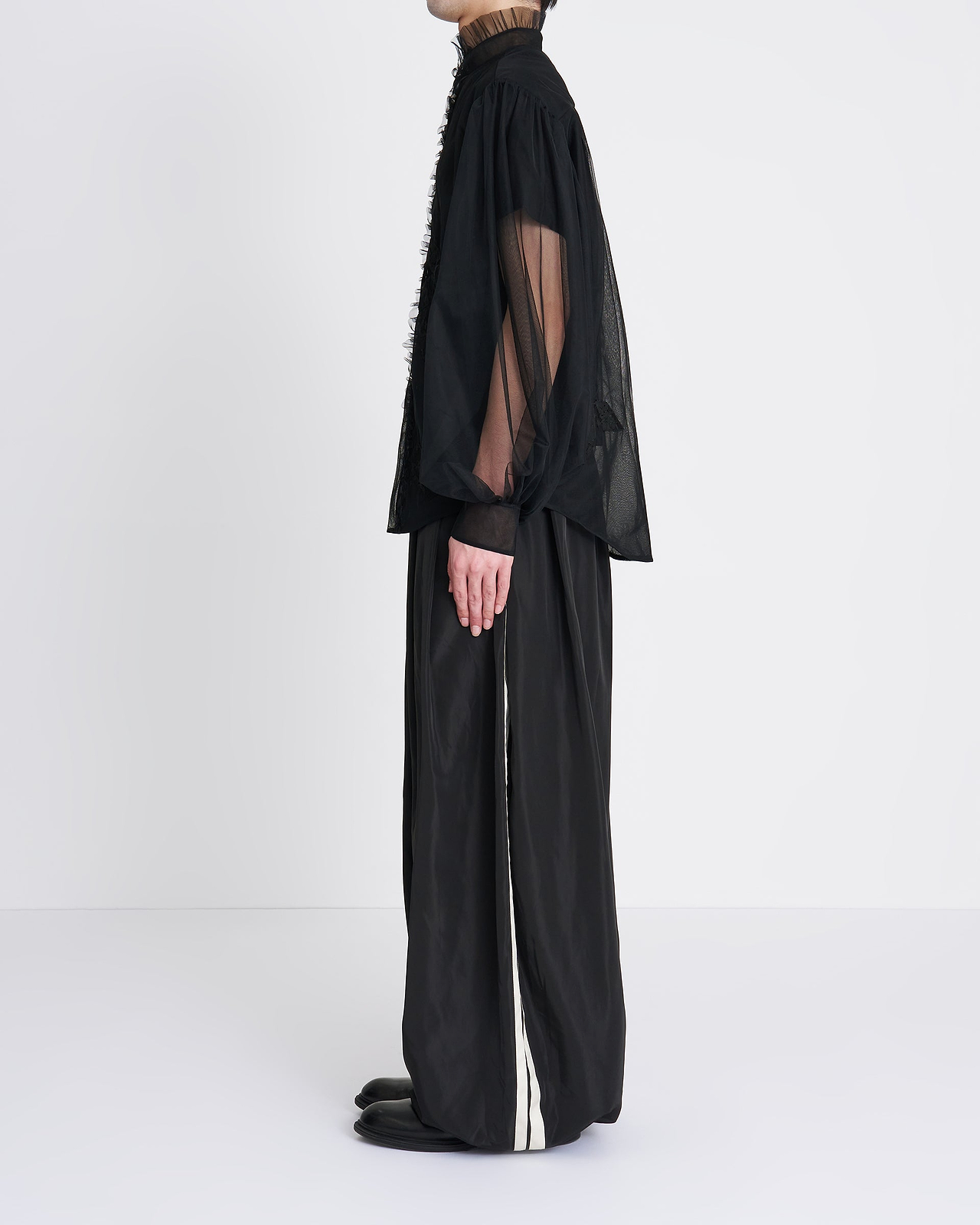 【26SS】リボンディテールチュールシャツ