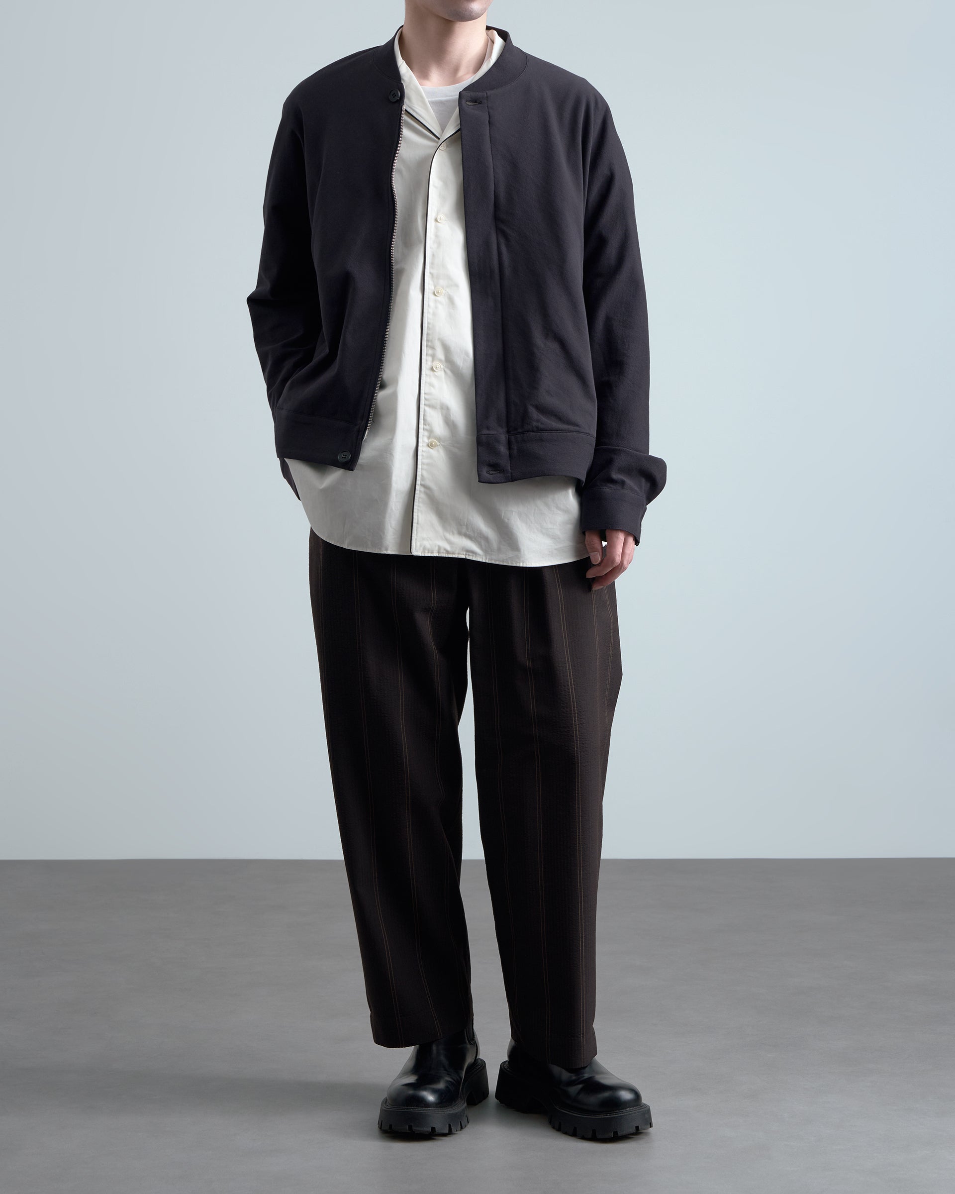 nonnotte】ドレーピングバイアススリーブジップアップブルゾン