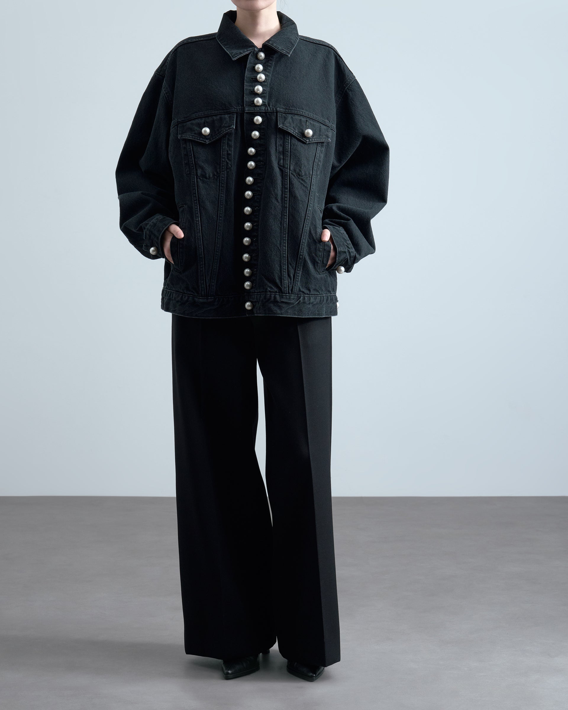 KANAKO SAKAI】ウールワイドトラウザー ブラック | 日本製 ワイド