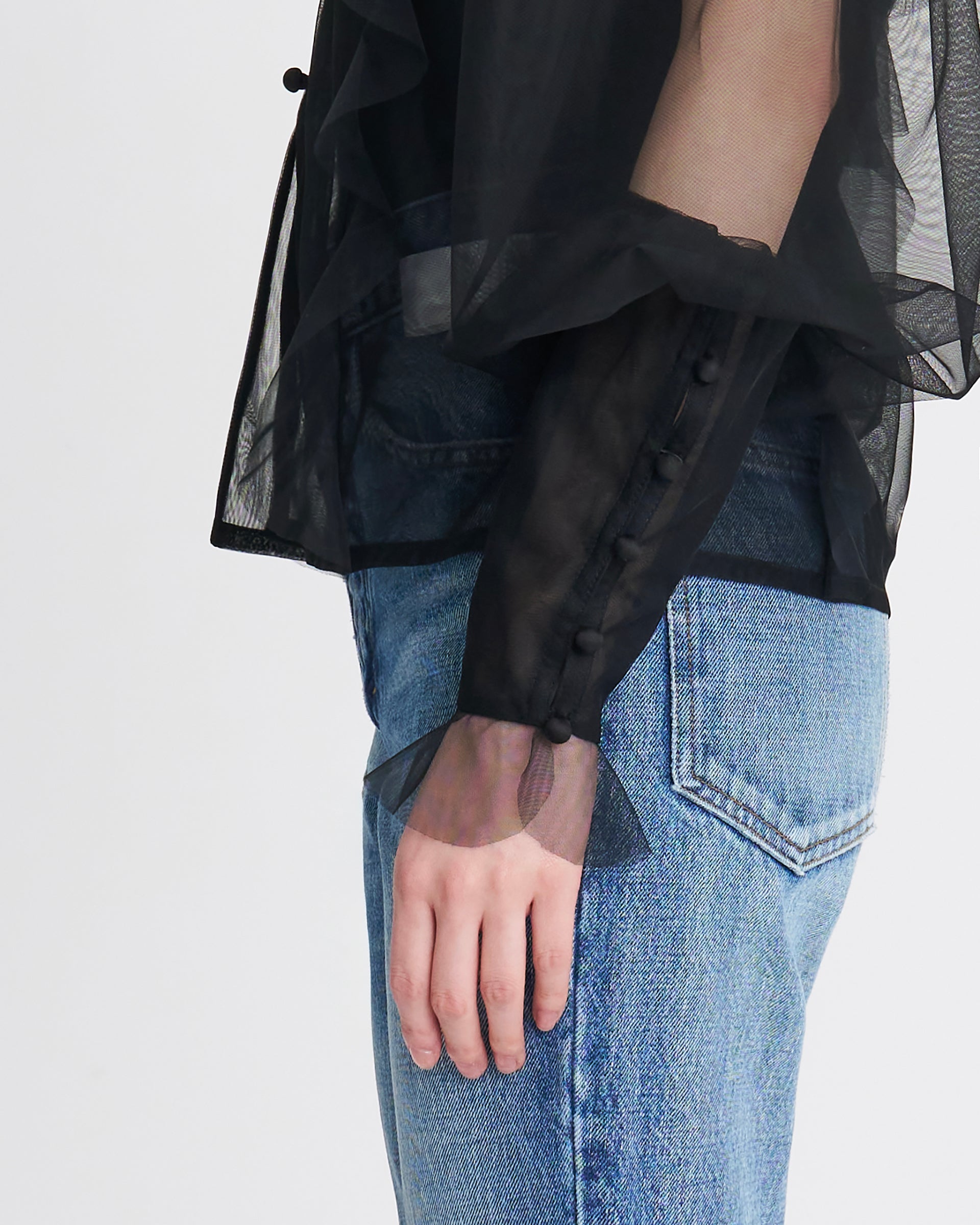 VIVIANO】チュールシュミーズ | シアー シャツ | ブラック | F/STORE