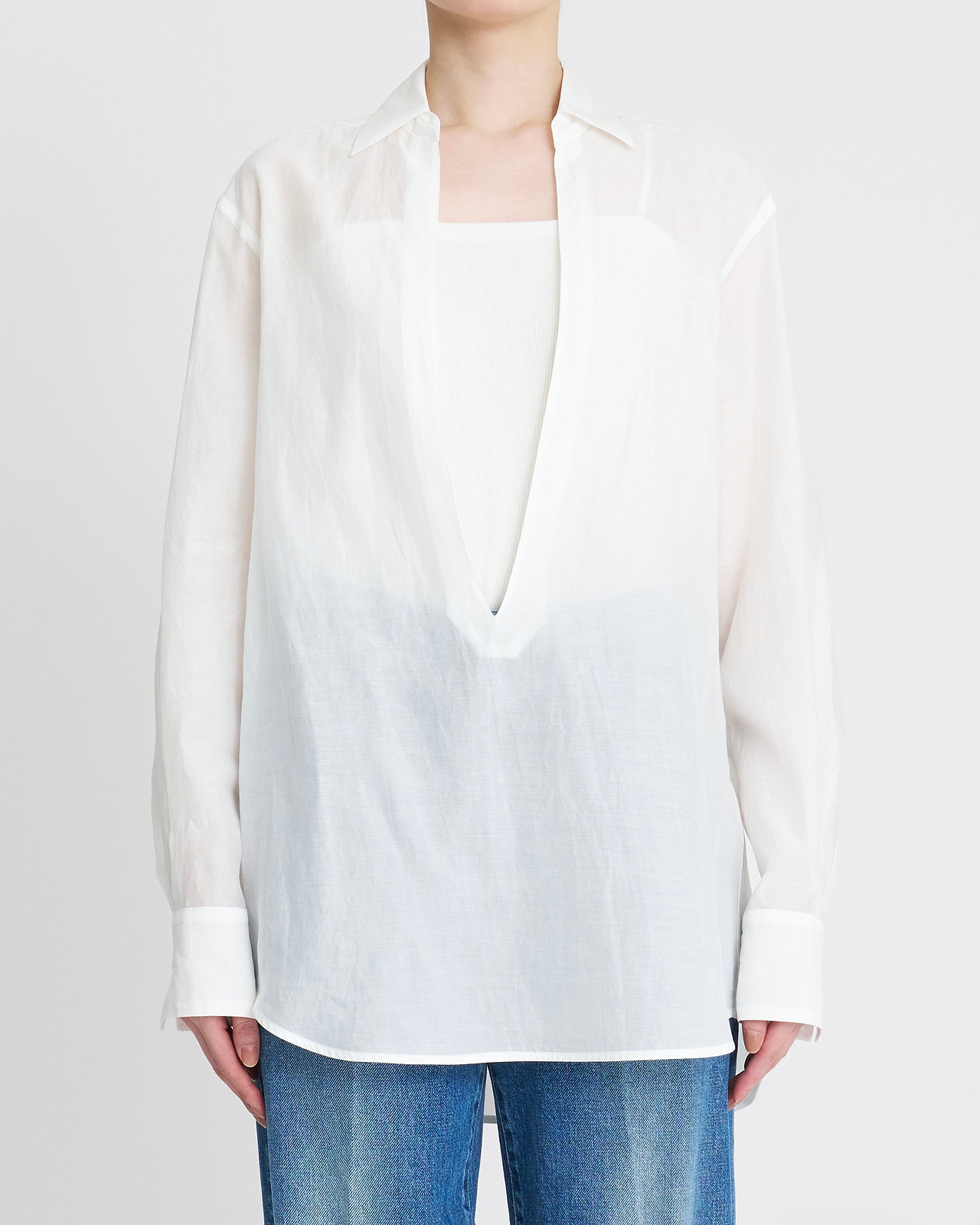 【26SS】ディープVネックコットンシルクシャツ