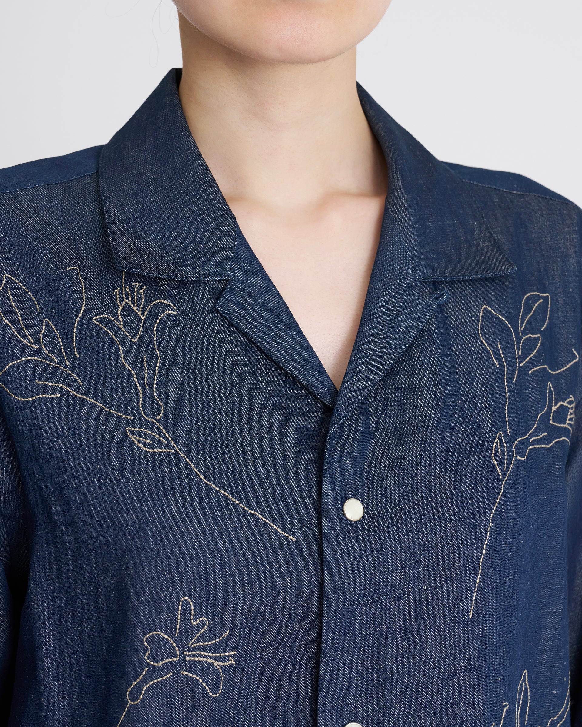 【新品】  TANAKA / タナカ | CROSS-OVER SHIRT シャツ | S | ブラック | レディース TANAKA - フラワーウエスタンシャツ (ブラック) FLOWER WESTERN SHIRT