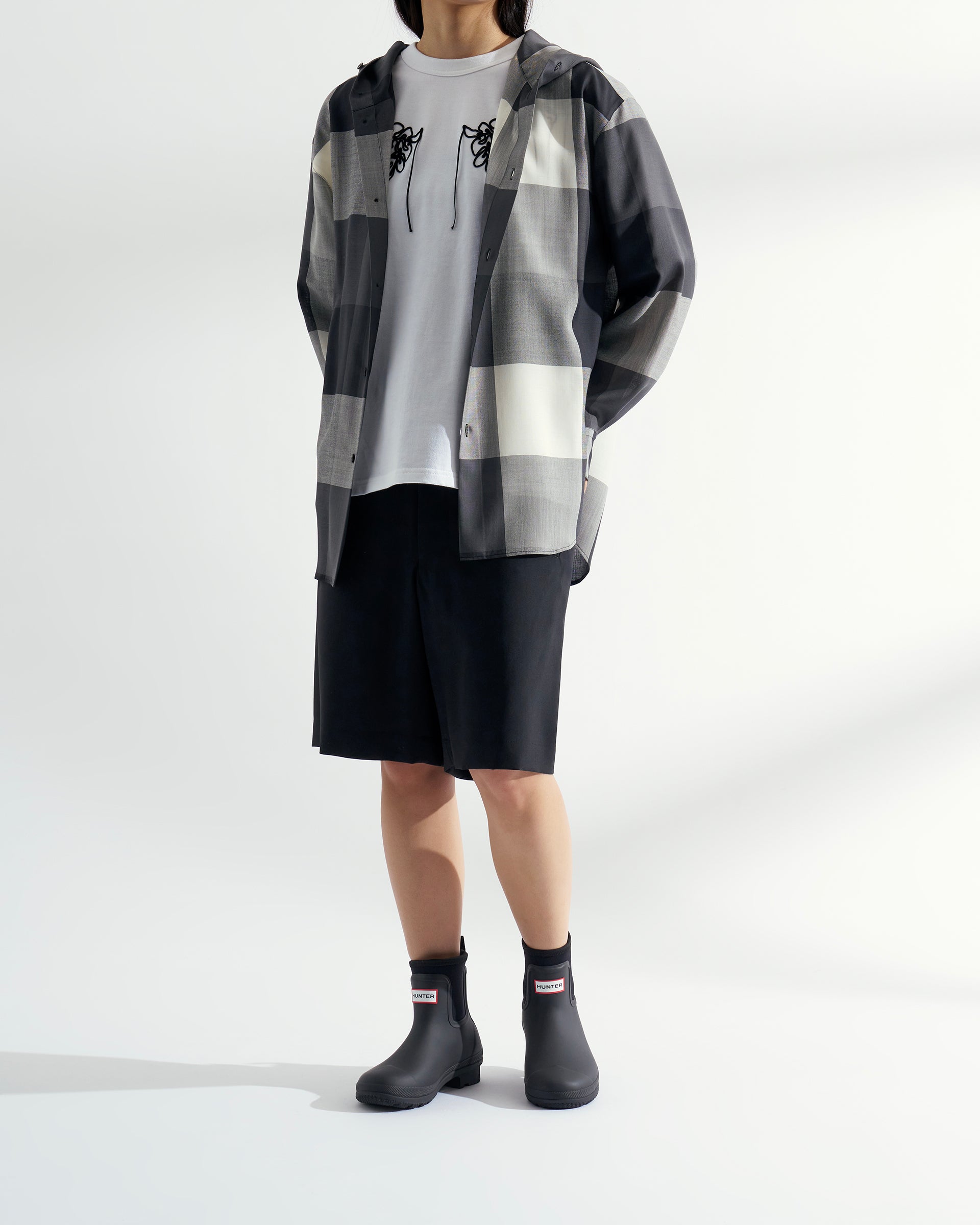 OVERCOAT】フードライトウールシャツ | モノトーン | チェック | F