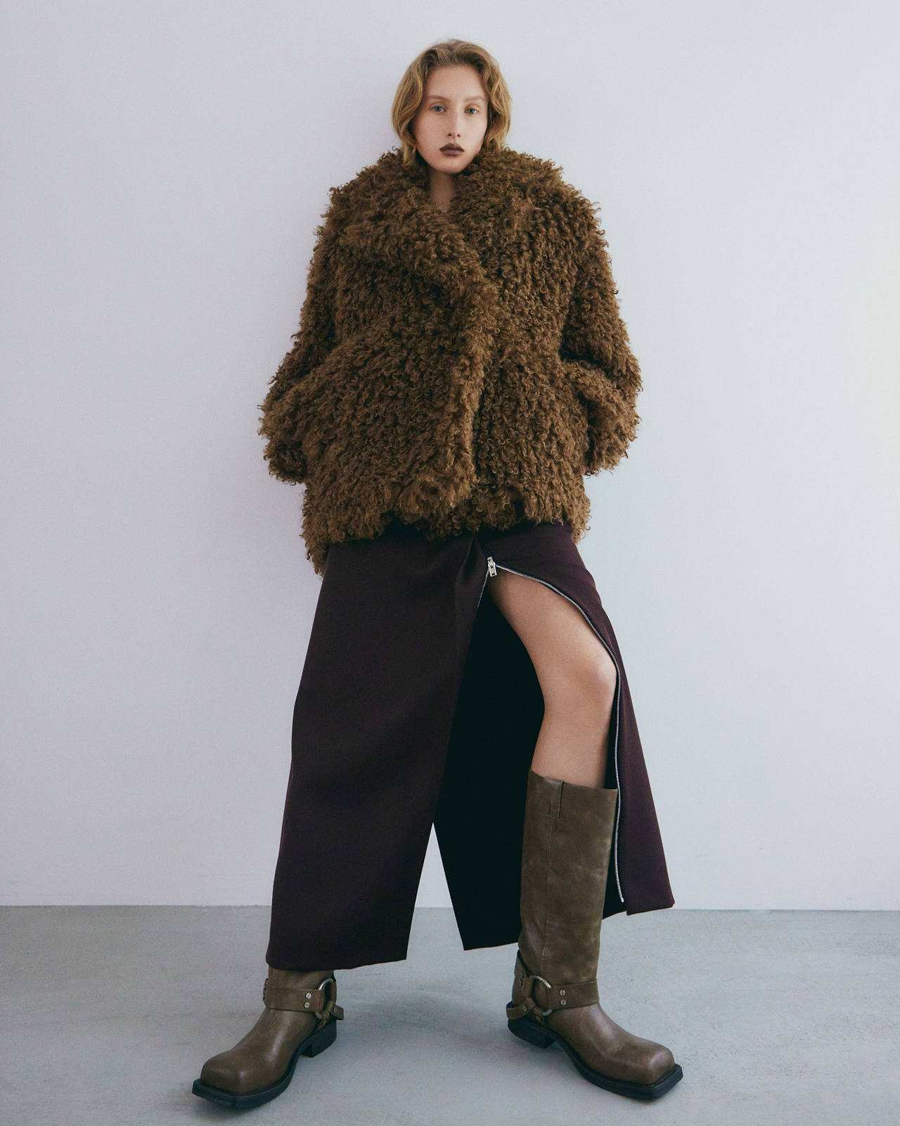 【25AW】クリンプボアミドルコート