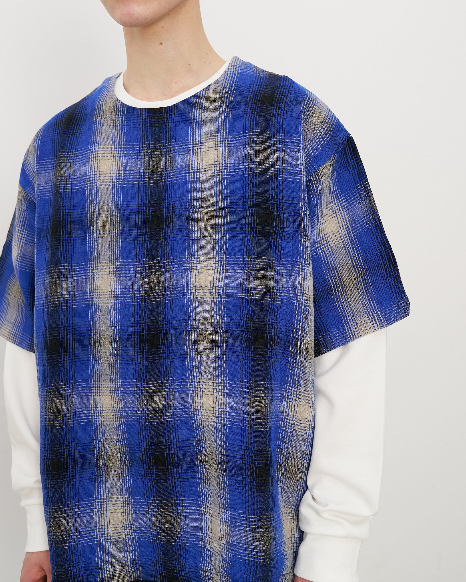 リネンチェックTシャツ