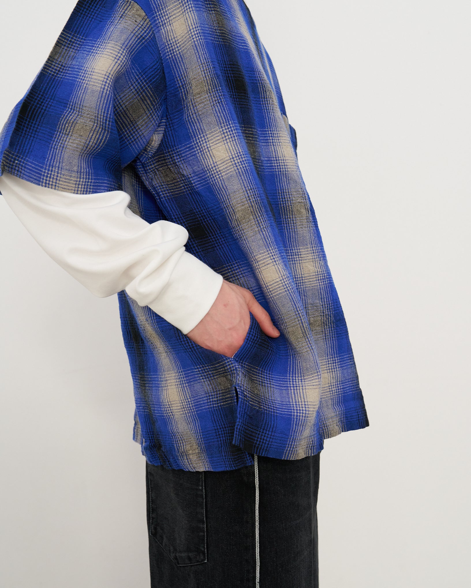 リネンチェックTシャツ