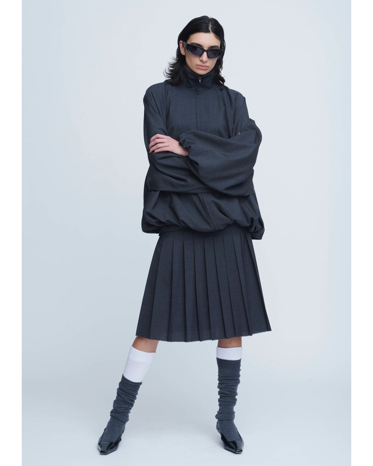 INSCRIRE アンスクリア トラックジャケット ブラウン Fleece loose fit track jacket-フリースルーズフィットトラック