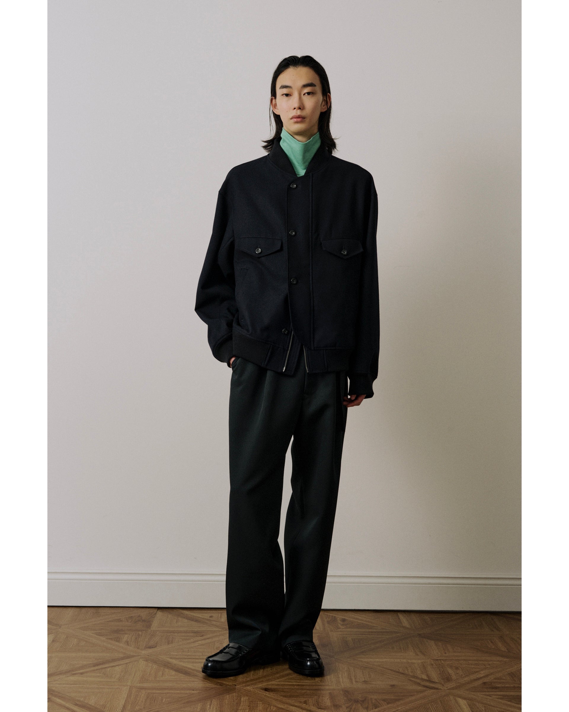 ジャケット・アウター UJOH 21aw volume sleeve blouson UJOH】RIB COLLAR 4 POCKETS BLOUSON - GRAYISH NAVY | 公式通販
