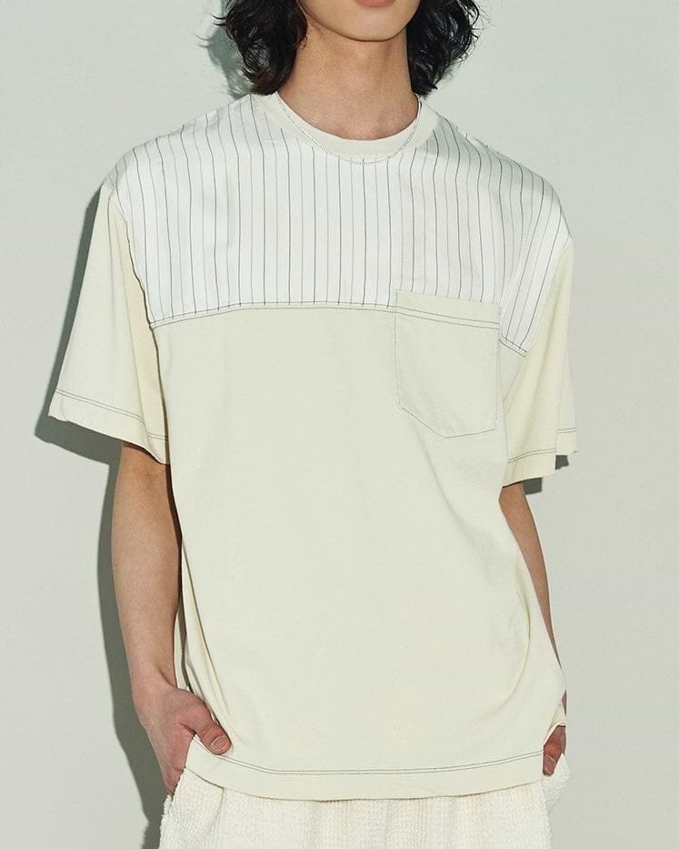 ハードツイストヤーンストライプミックスTシャツ