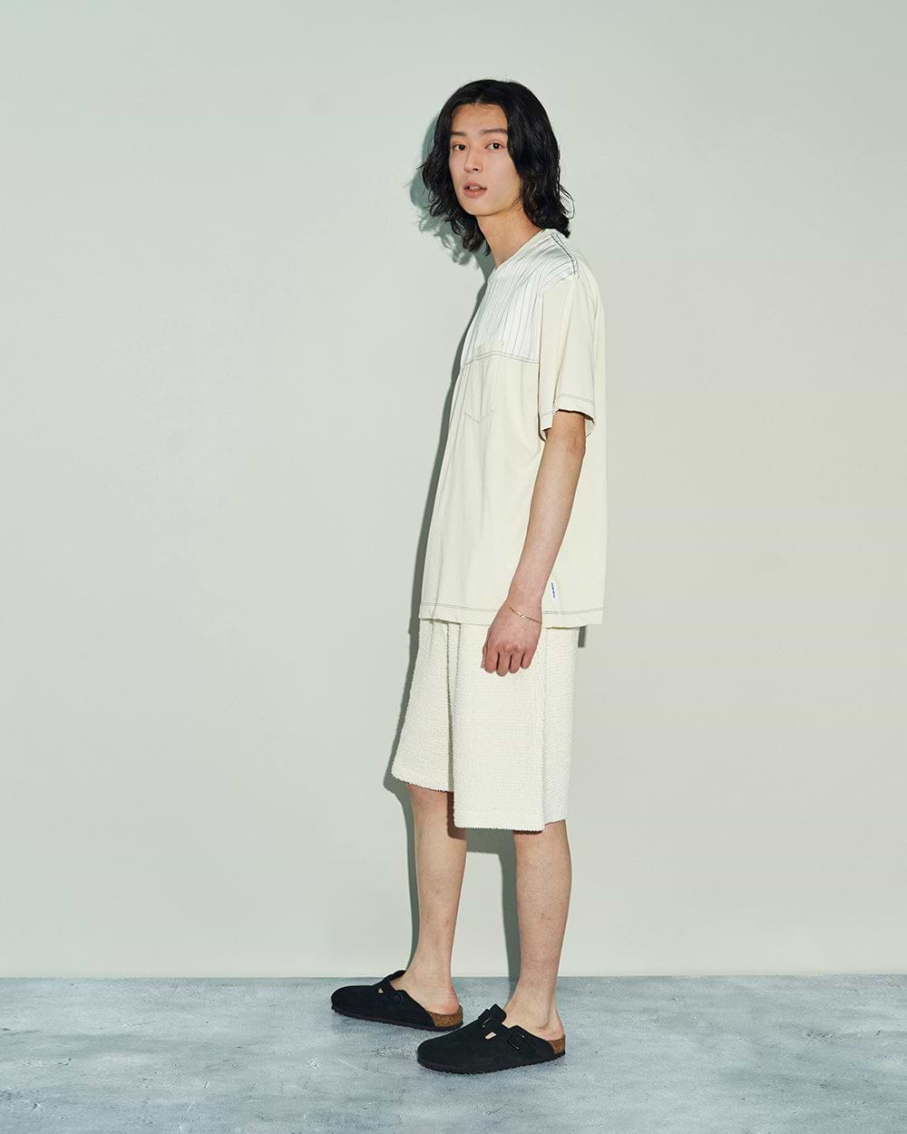 ハードツイストヤーンストライプミックスTシャツ