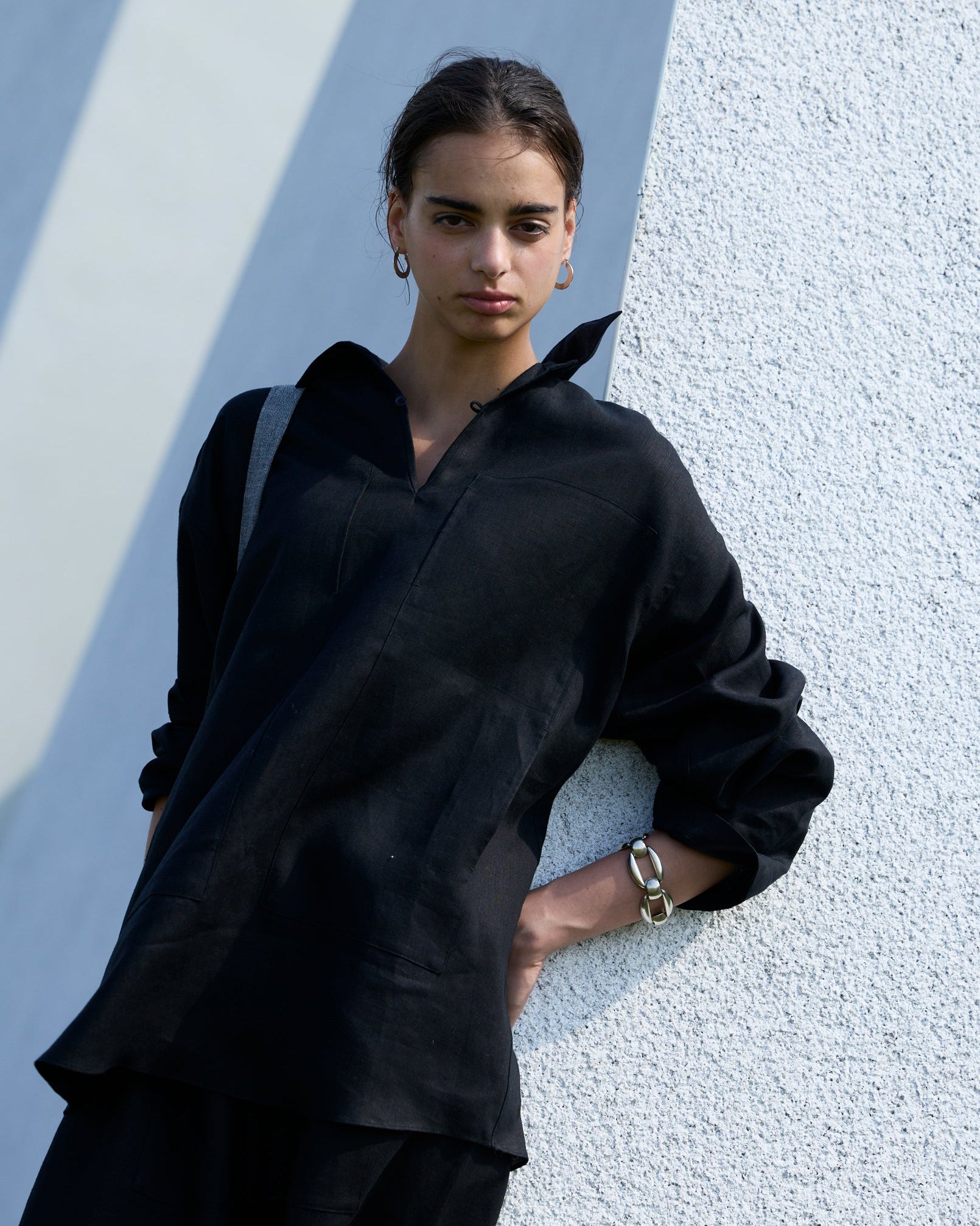 トップス postelegant linen pullover POSTELEGANT】リネンギャザープルオーバーシャ​​ツ | スキッパーシャツ