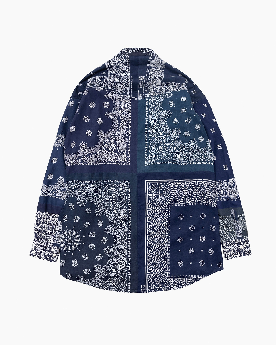【23AW】バンダナパッチワークロングスリーブシャツ（ネイビー）