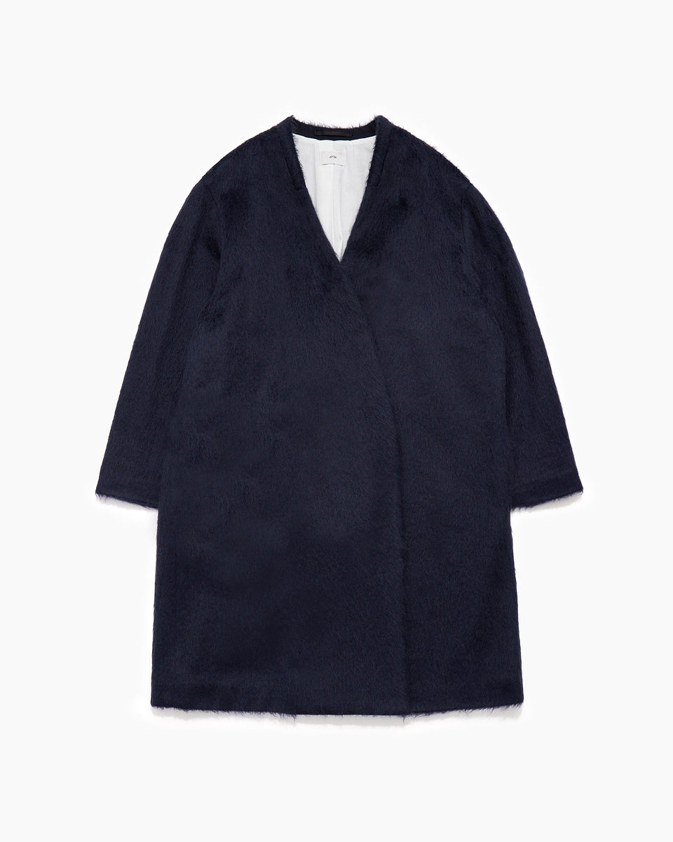 【23AW】モヘアシルクジャージーノーカラーコート