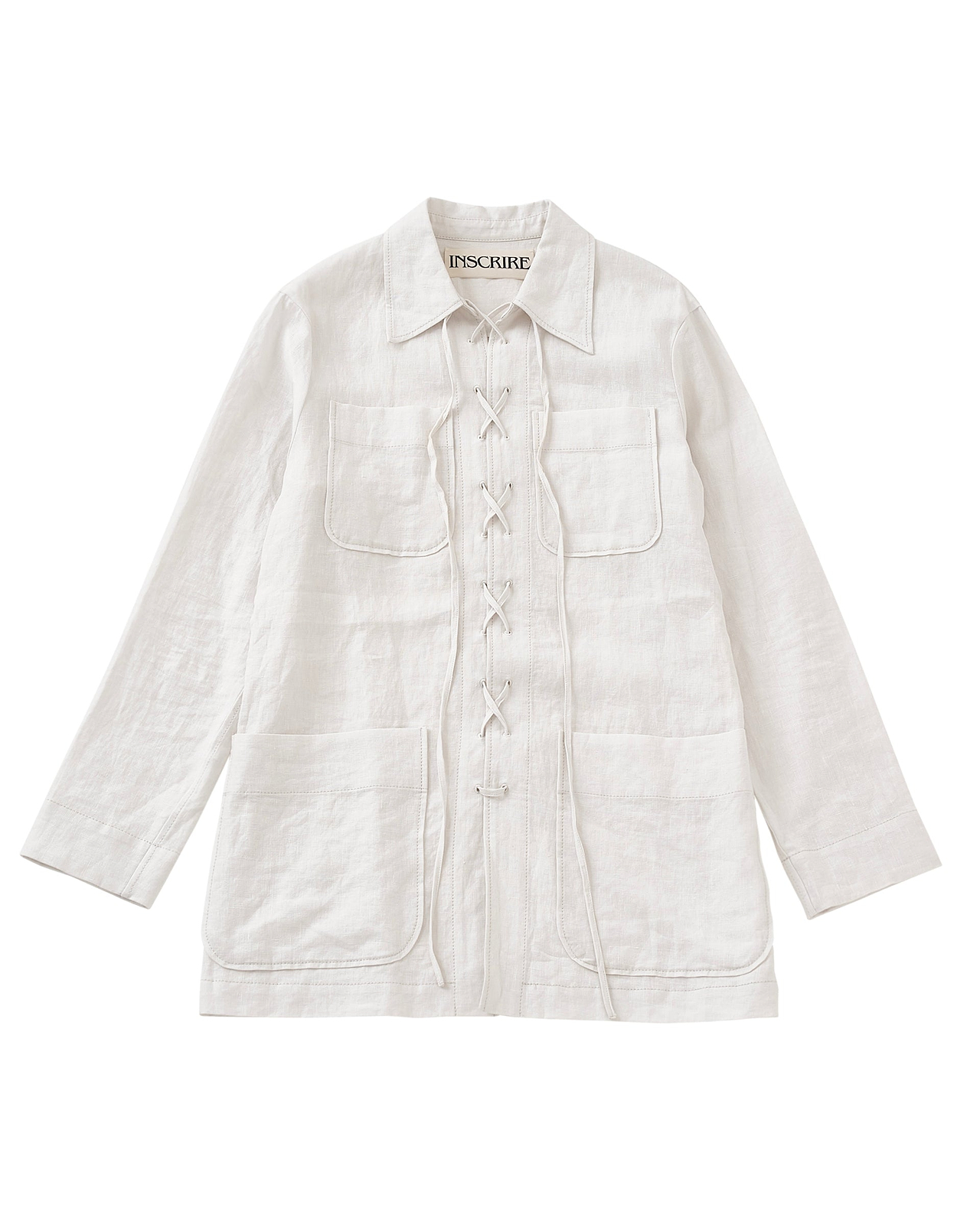 【25SS】リネンレースアップシャツ