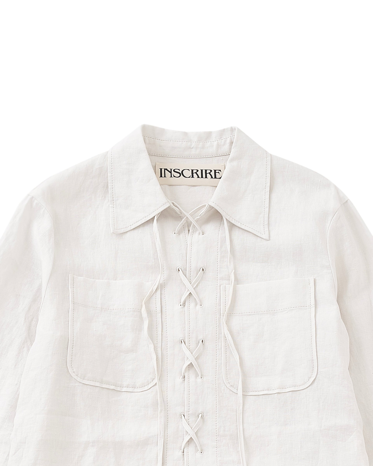 【25SS】リネンレースアップシャツ