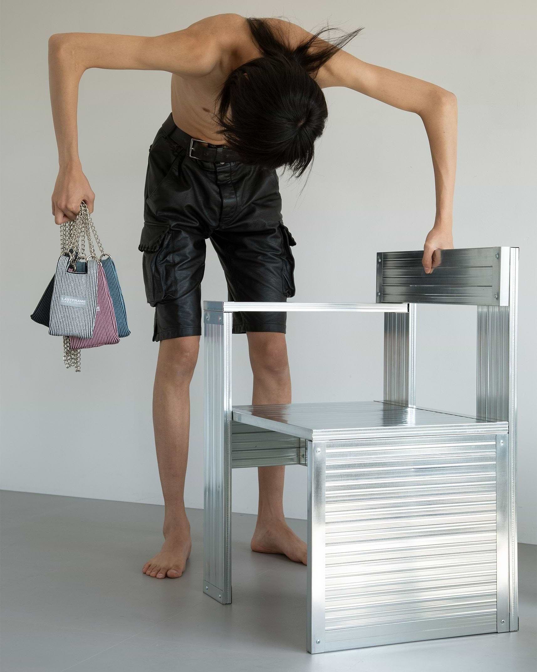 LASTFRAME】キョウトメタリックマーケットバッグMICRO（シルバー  