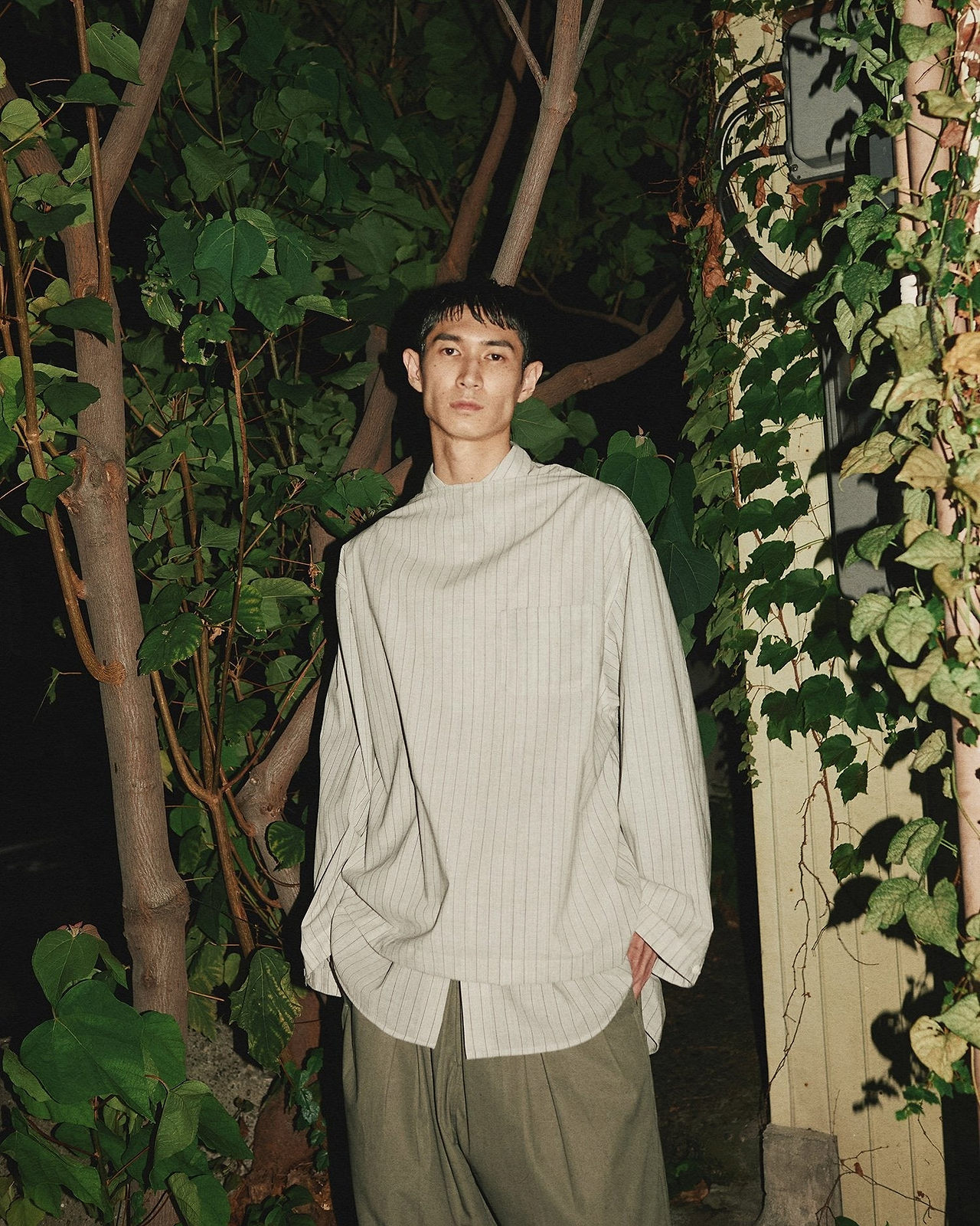 【26SS】ドレープビッグバスクシャツ（ポケット付き）