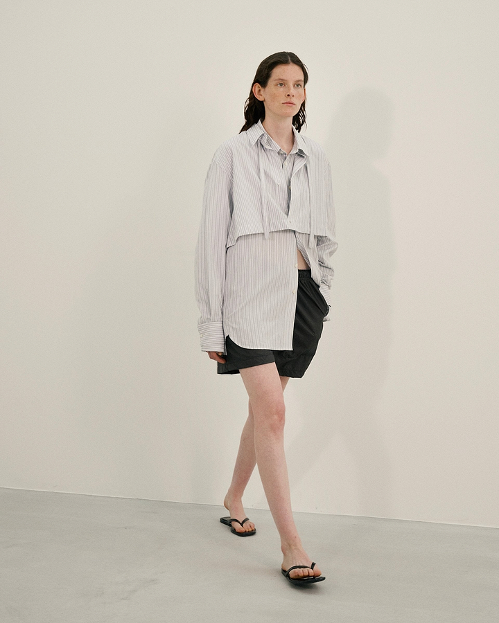 【25SS】クロップドプルオーバーストライプシャツ