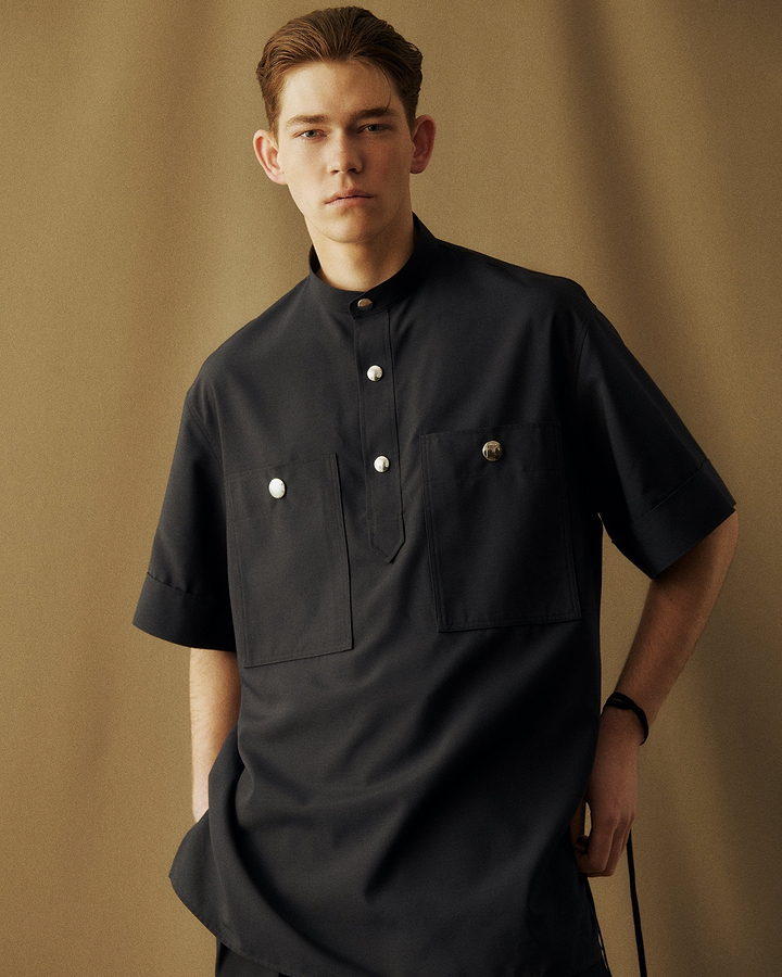 ＜THE RERACS×1LDK×F/STORE＞バンドカラーUSプルオーバーシャツ