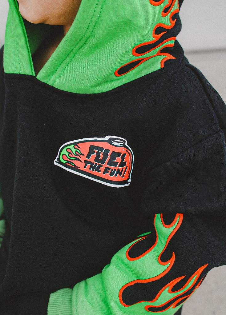 Fuel The Fun Green Flame Hoodie