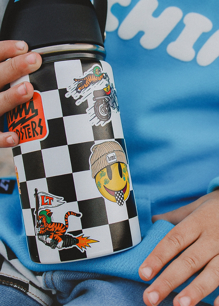 Checkered Sticker Slap Water Bottle