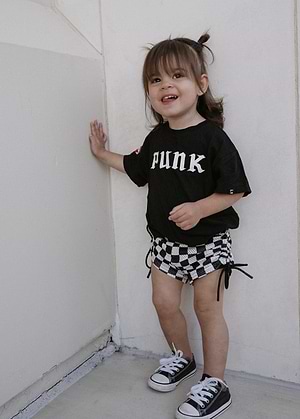 Checkered Girls Mesh Shorts