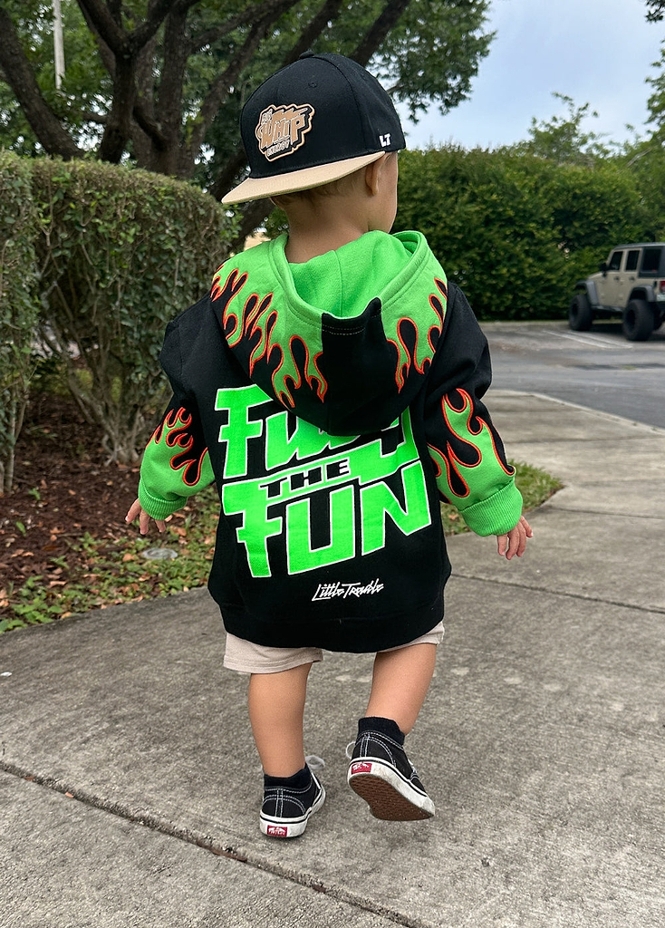 Fuel The Fun Green Flame Hoodie
